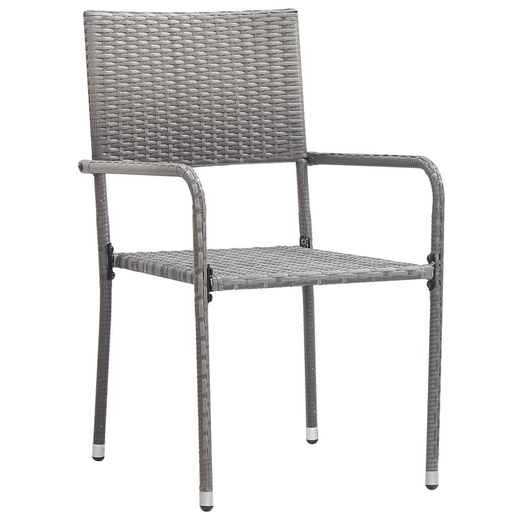 vidaXL Garten-Essgruppe, 3-tlg. Gartengarnitur Poly Rattan Grau