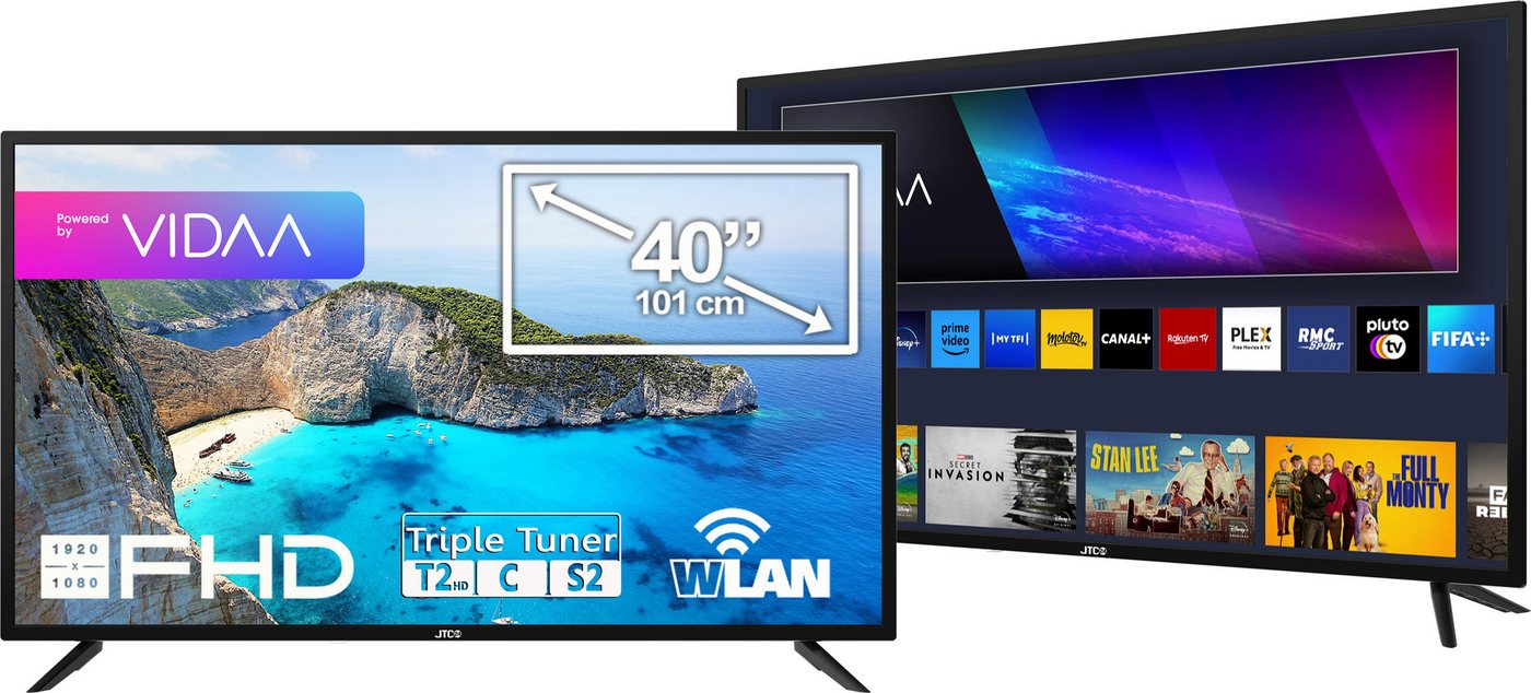 JTC-24 JTCS40F39401SL LED-Fernseher (101,00 cm/40 Zoll, Full HD, Smart TV, HDR, LAN/WLAN, DLNA, Miracast WiFi Display) ! RABATT: 23.79% JTC-24 JTCS40F39401SL LED-Fernseher (101,00 cm/40 Zoll, Full HD, Smart TV, HDR, LAN/WLAN, DLNA, Miracast WiFi Display) ! RABATT: 23.79%