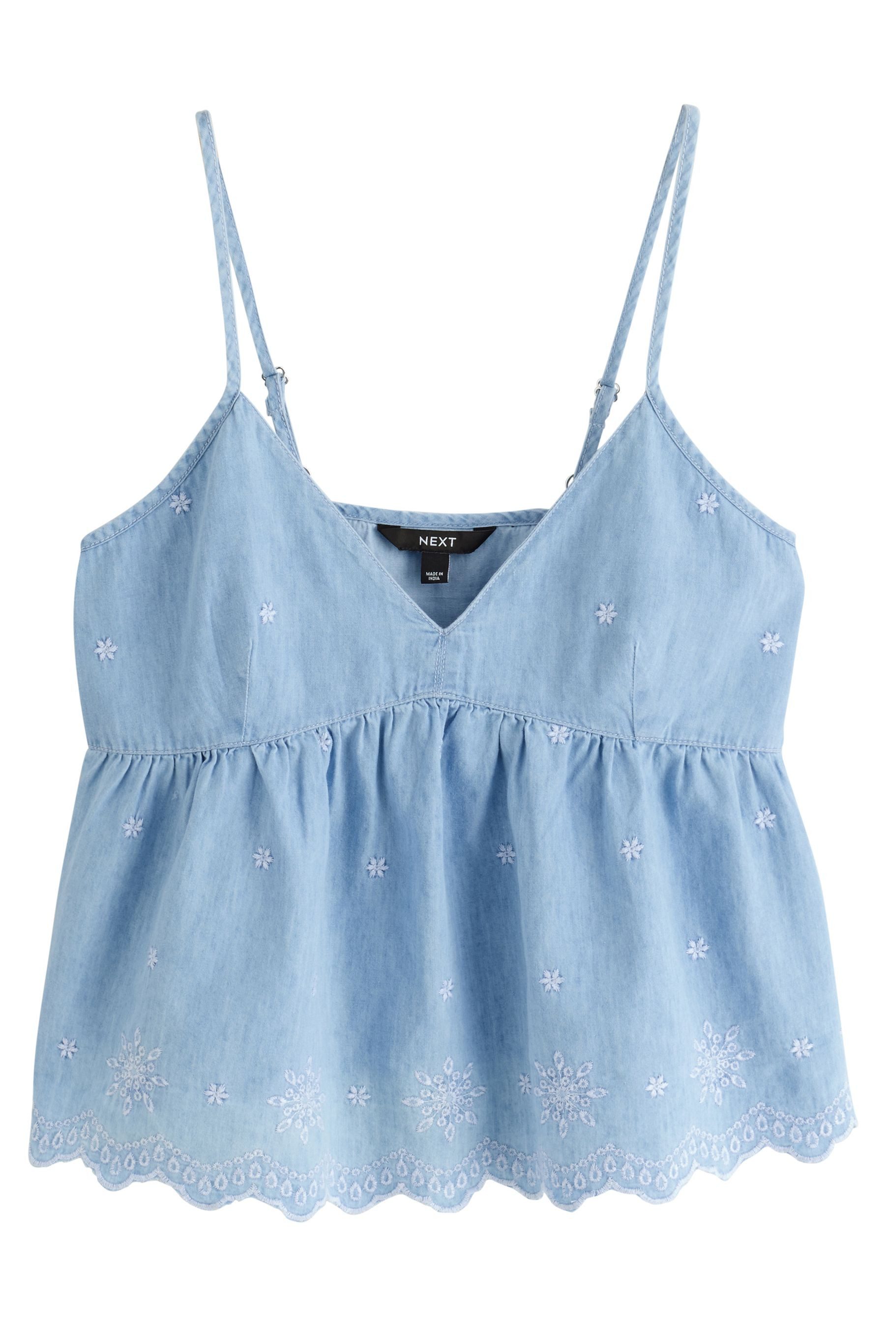 Next Hemdbluse Trägertop mit Stickerei und V-Ausschnitt (1-tlg)