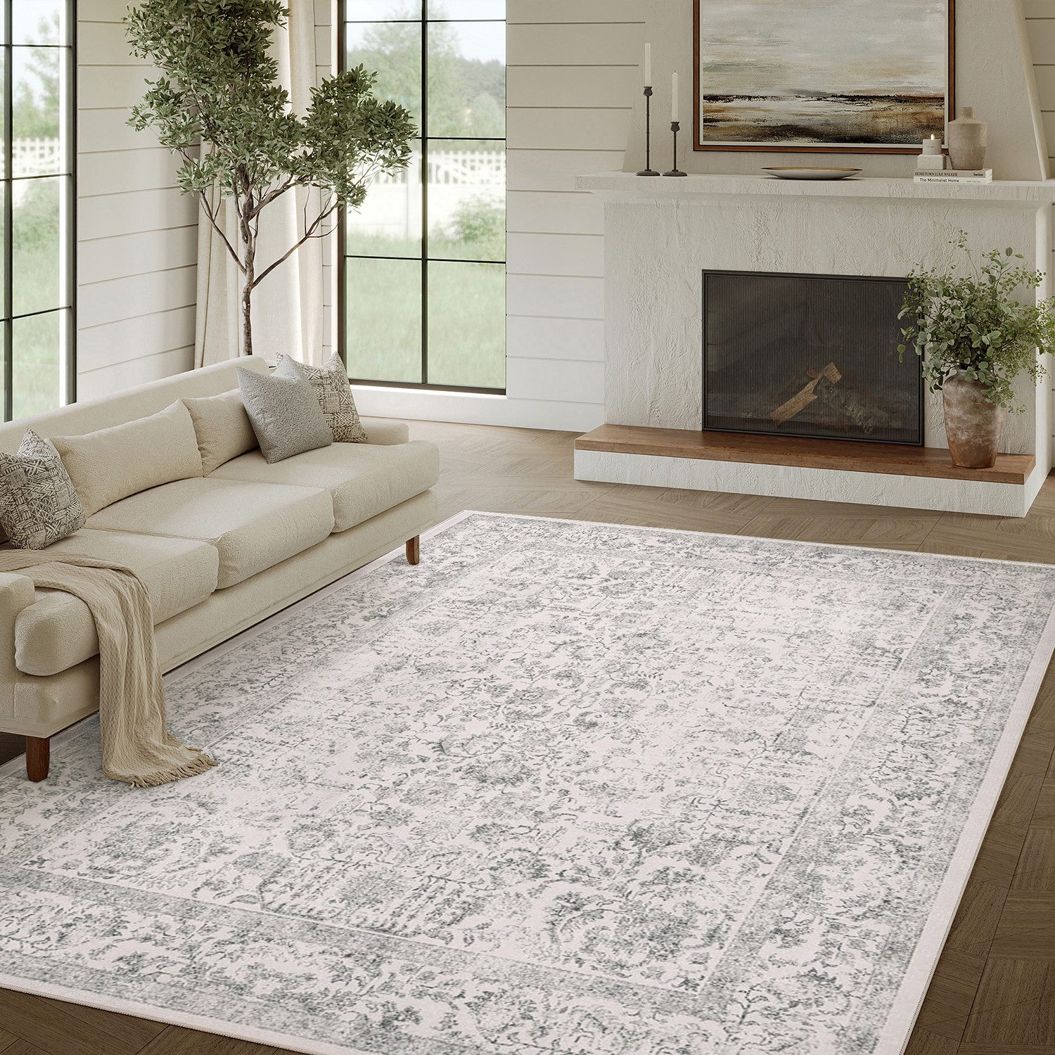 PURECOZY Teppich kurzflor, Wohnzimmerteppich, rutschfester Teppich, Vintage-Stil, rechteckig, Höhe: 6.1 mm, geeignet für verschiedene Innenräume, 230x160cm
