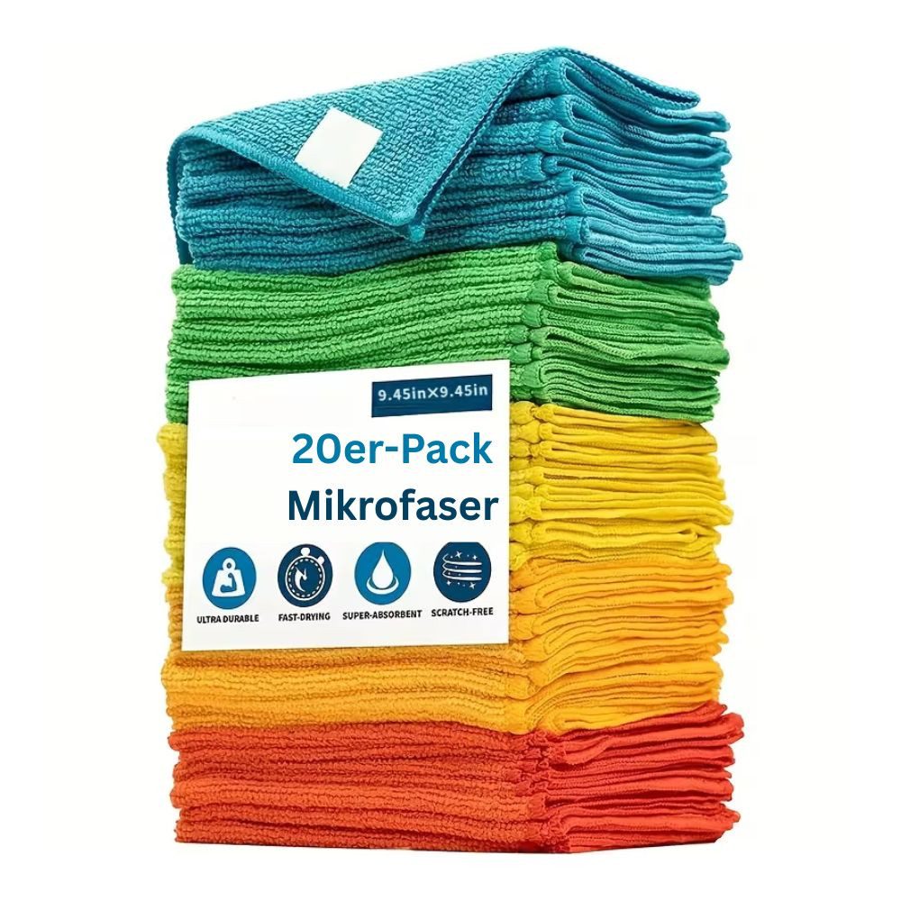 LIVINO 20 Set Mikrofasertücher Reinigungstücher saugstark fusselfrei Haushalt Mikrofasertuch (Haushalts Reinigungstuch Set, 20-tlg., 20er Set Reinigungstücher, Saugstark fusselfrei, kratzfrei, wiederverwendbar, langlebig, waschbar)