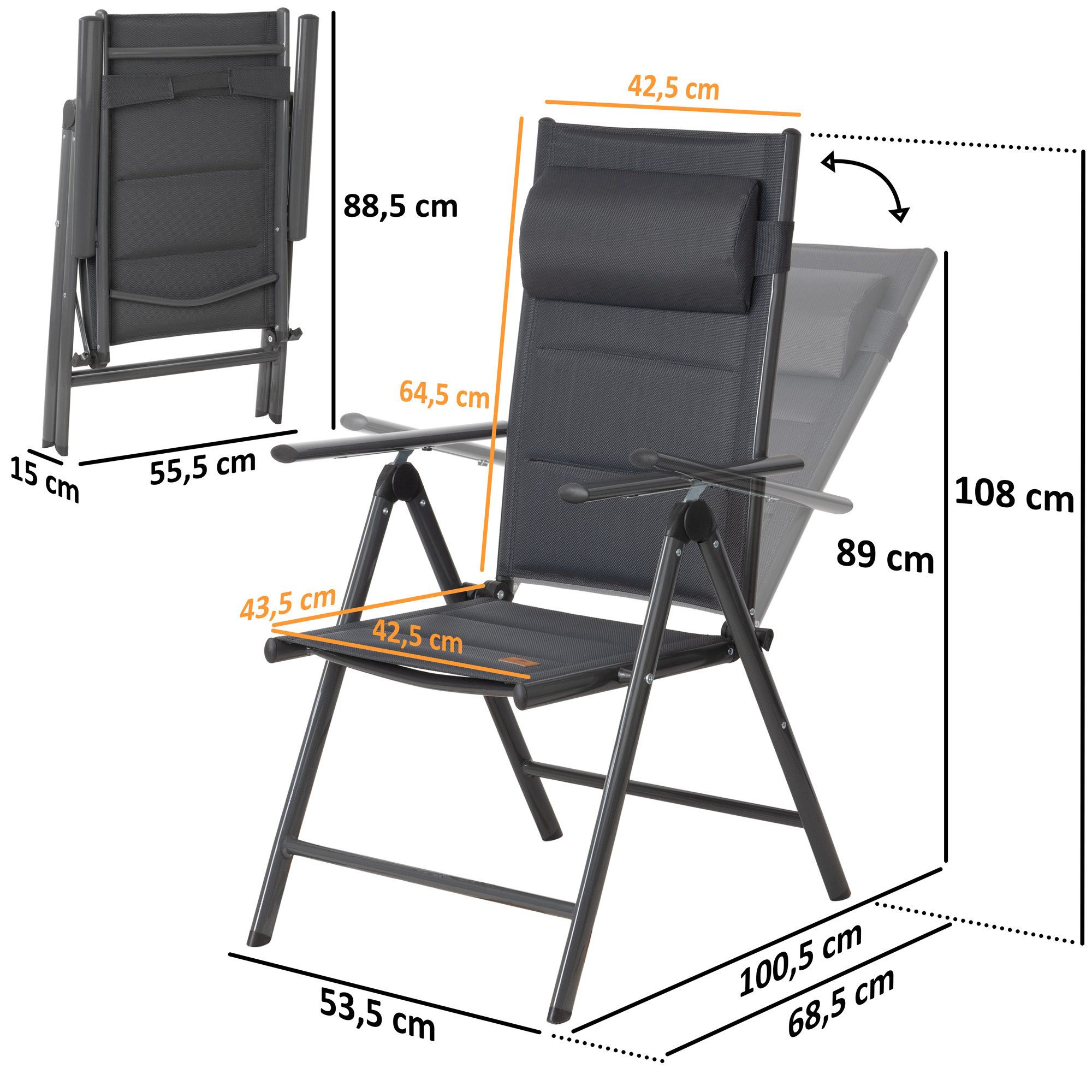 CampFeuer Klappstuhl Campingstuhl, Anthrazit, 7-fach verstellbar, Outdoor G günstig online kaufen