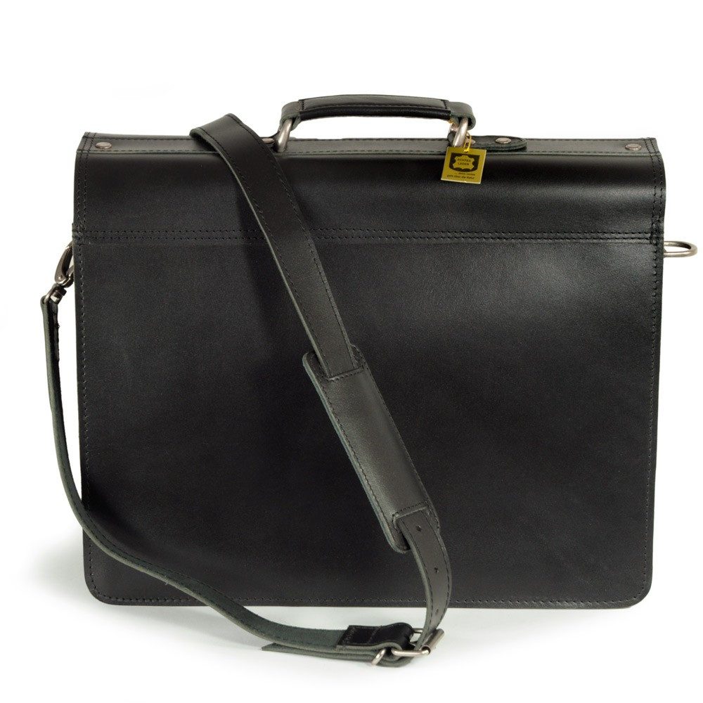 Hamosons Aktentasche Klassische Aktentasche / Lehrertasche in L, Leder Schwarz Hamosons 600