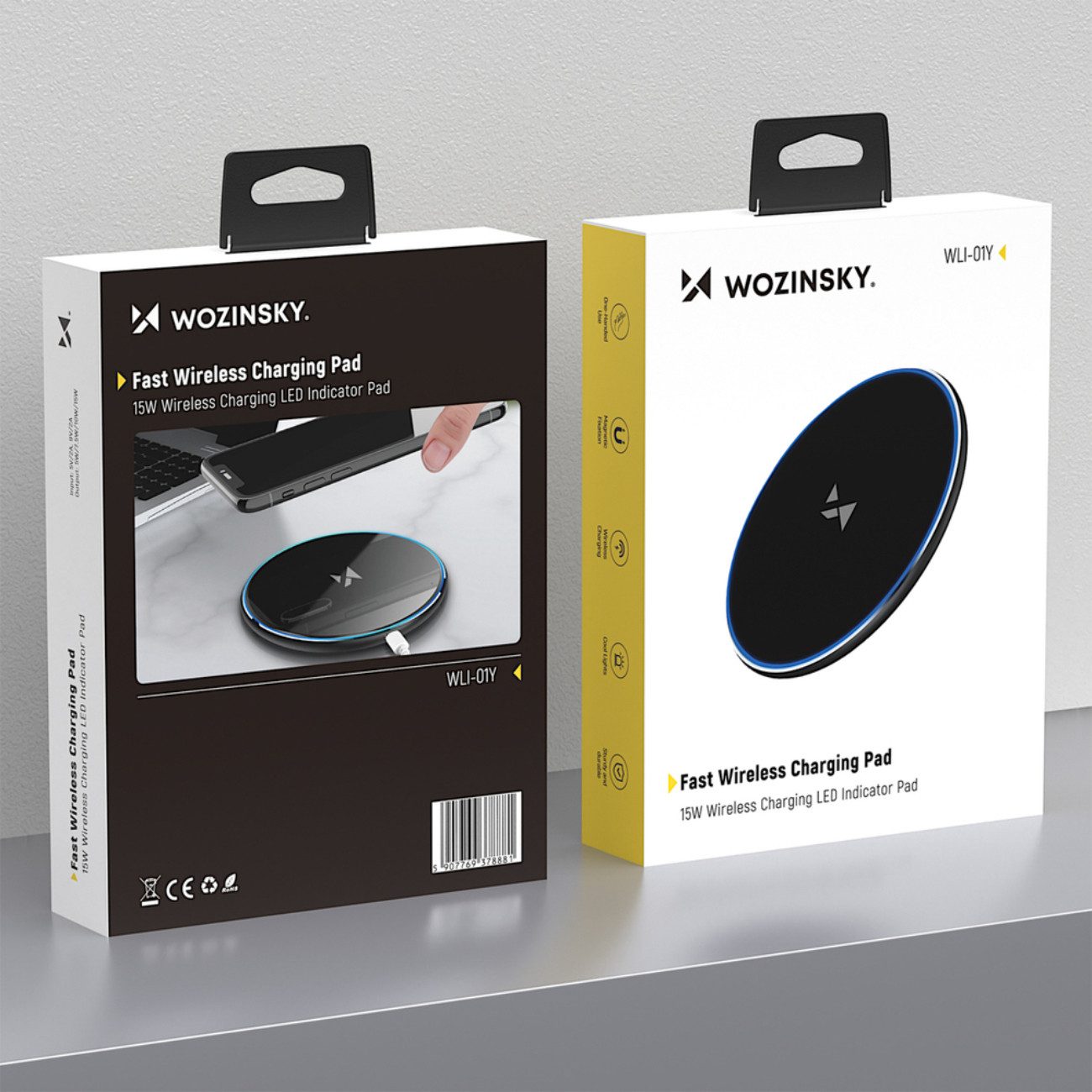 Wozinsky WLI-01Y Induktions-Ladegerät (Ladegerät mit USB-C Kabel, Ultraflaches 15 W Qi-Ladegerät mit USB-C Kabel)