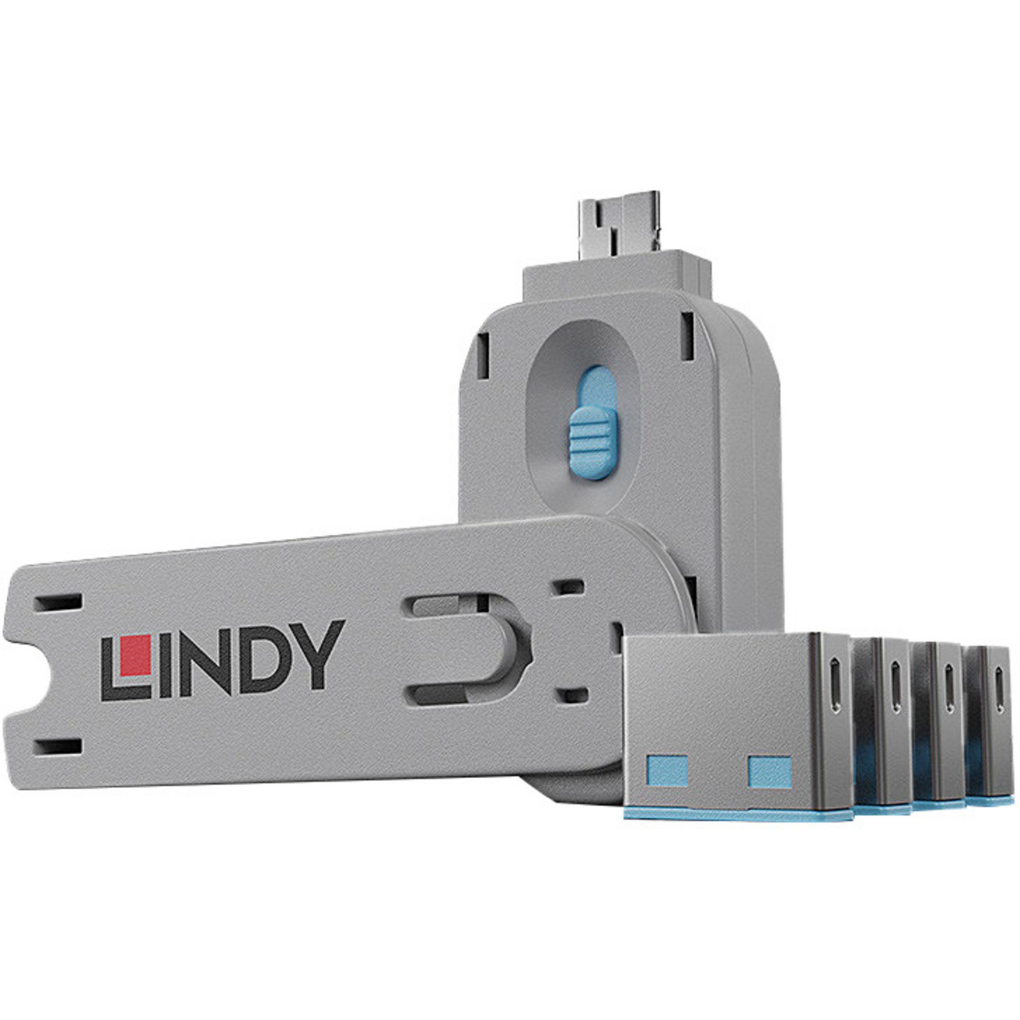 Laptopschloss Lindy USB Typ A Port Schlüssel mit 4 Schlössern