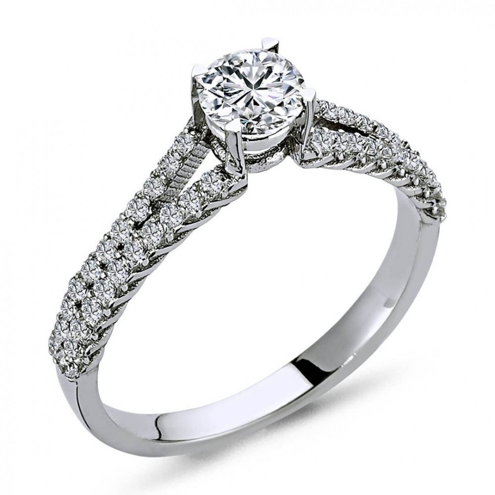 EinStein Diamant Verlobungsring 0,75 Carat Diamant Solitär Ring Antragsring 14 Karat Weißgold