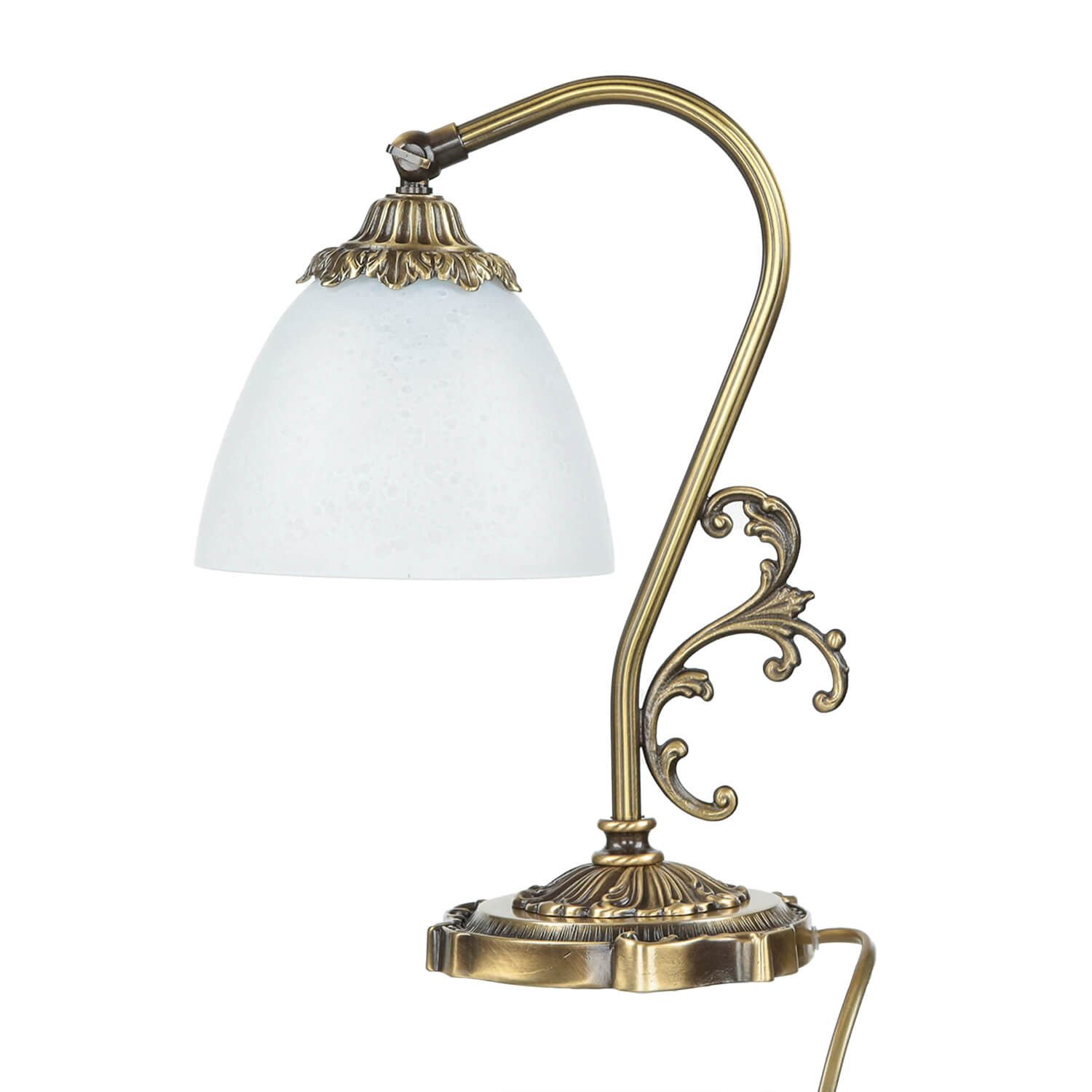 Licht-Erlebnisse Nachttischlampe BEATRICE, ohne Leuchtmittel, Schlafzimmerlampe echtes Messing bronziert H:30cm E14 Jugendstil Tisch