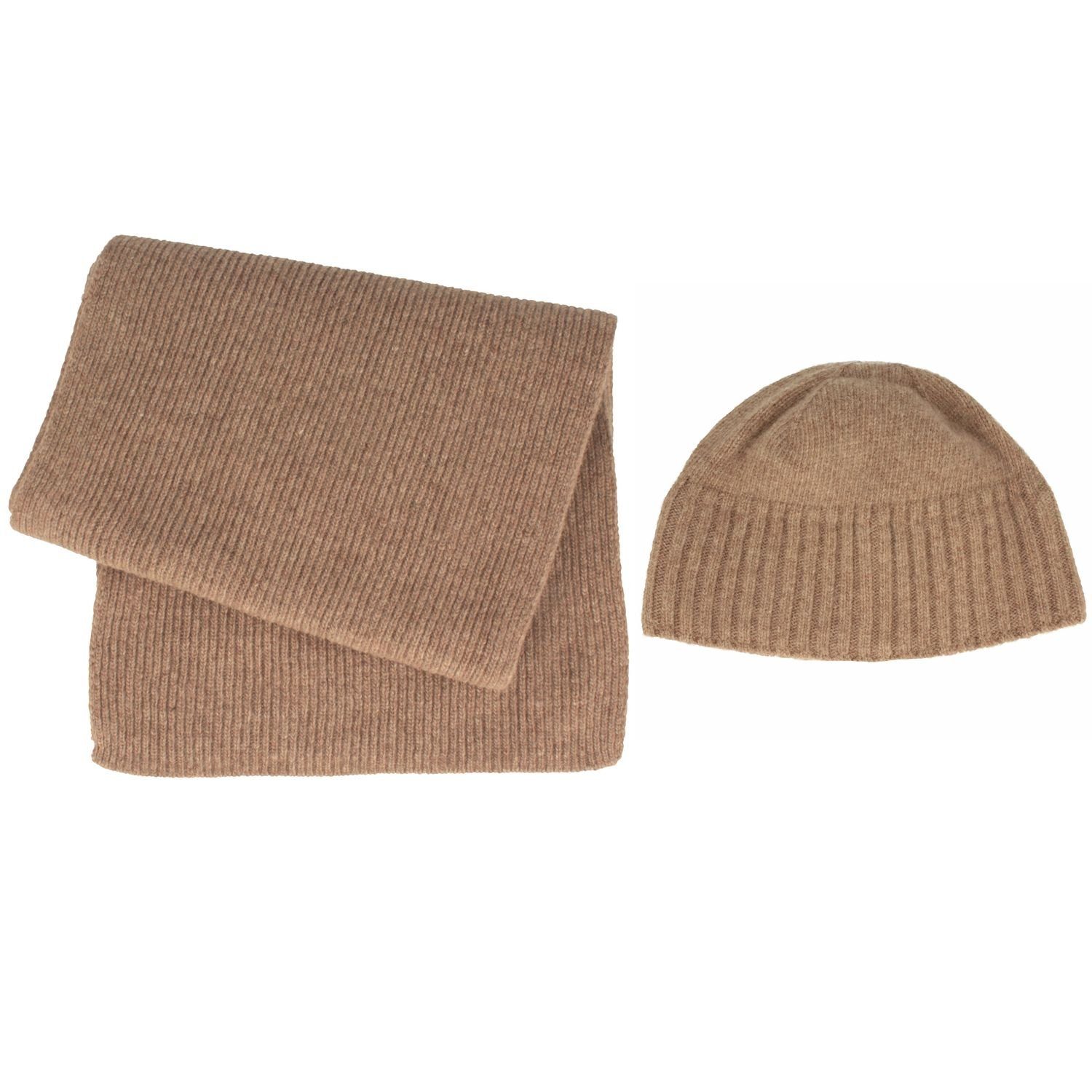 Breiter Strickmütze Strickset Schal & Mütze extra feine Merinowolle günstig online kaufen