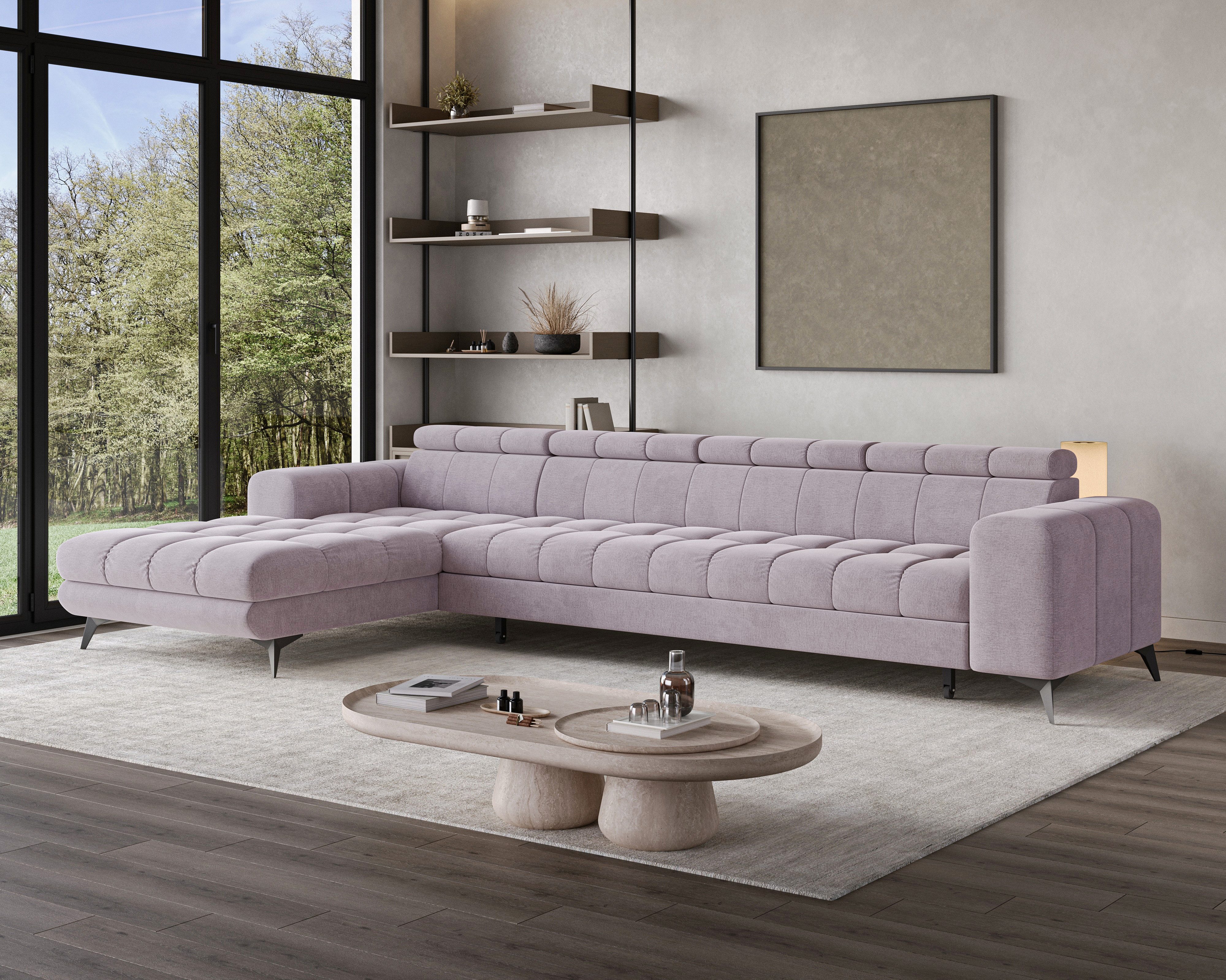 Chilly Möbel Ecksofa Großes L – luxuriöser Komfort, 335x74 cm, Links, Monolith 62