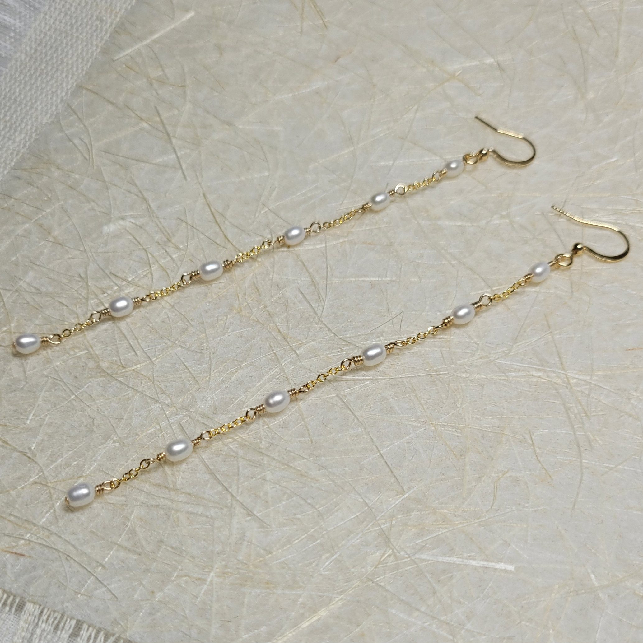 GOLDEN Paar Серьги 14K Gold gefüllte Schnur Perlen Серьги, baumelnde Серьги из бисера