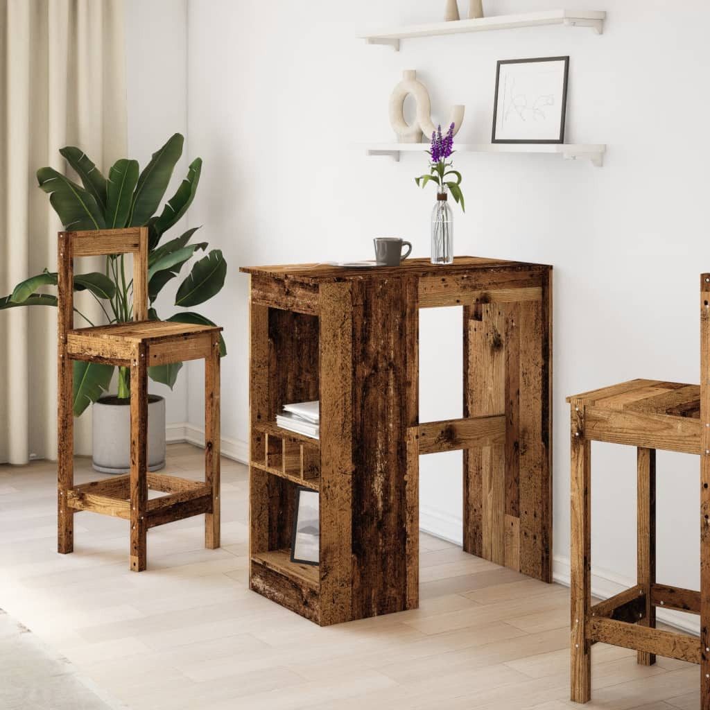 vidaXL Esstisch Bartisch mit Regal Altholz-Optik 90x47,5x103,5 cm Holzwerkstoff (1-St)