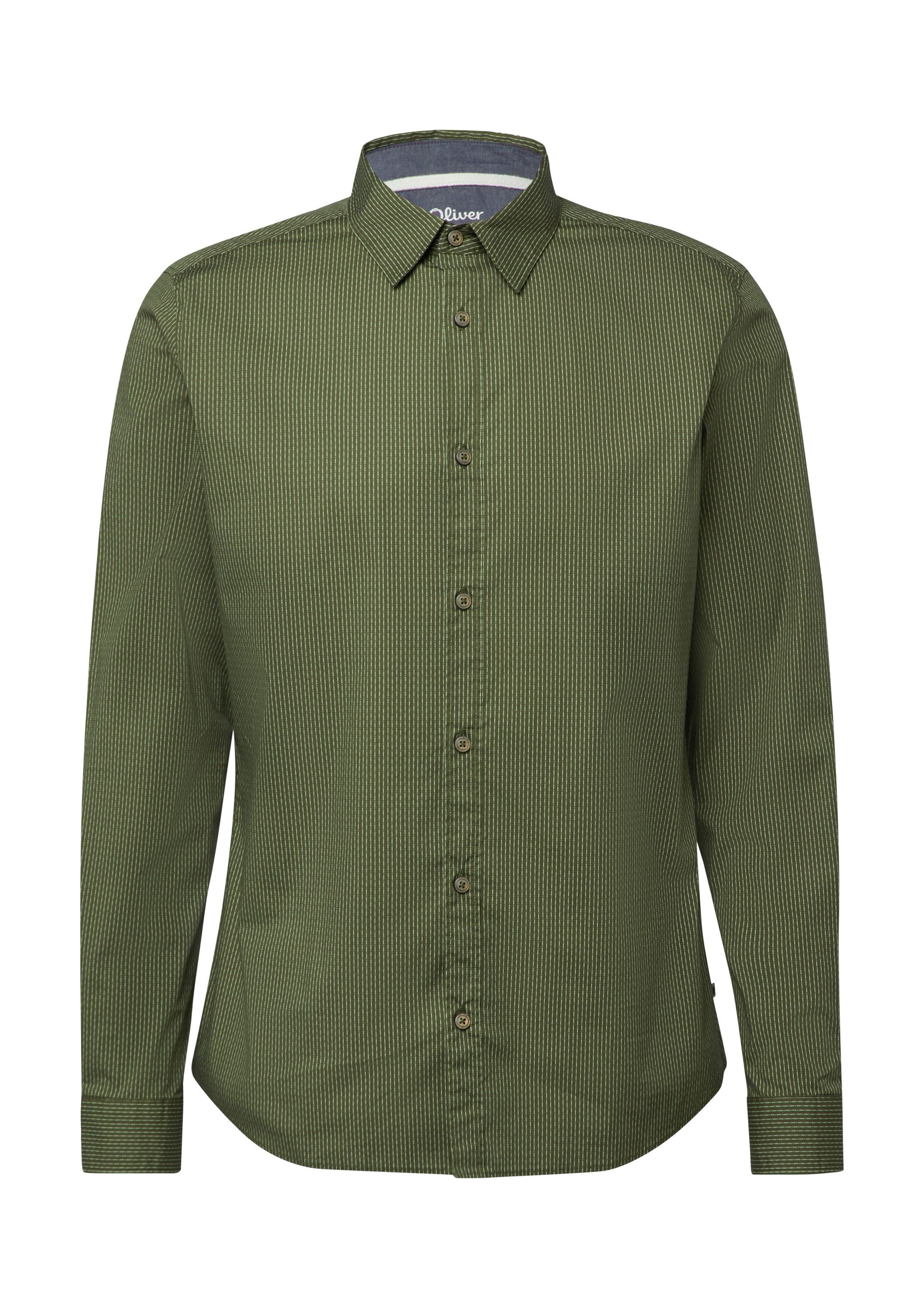 s.Oliver Langarmhemd Hemd Slim Fit: Gemustertes Hemd mit Kentkragen günstig online kaufen