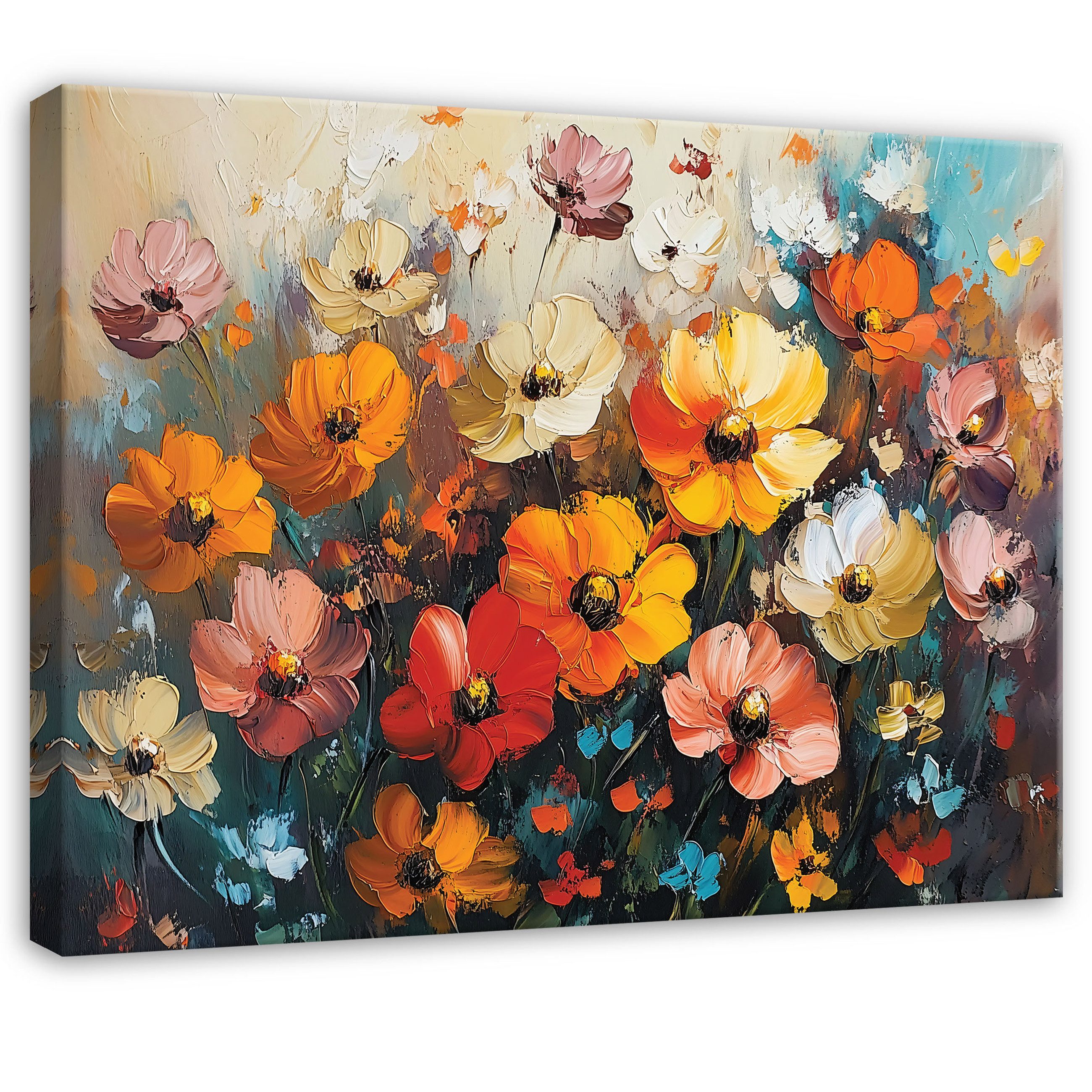 Wallarena Leinwandbild Blumen Aquarell Bunt Leinwand Bilder Wandbild XXL De günstig online kaufen