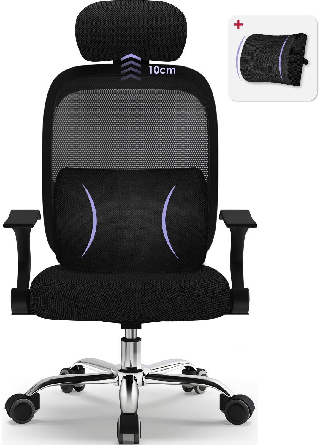 Adormii Bürostuhl Ergonomischer Bürostuhl mit Verstellbaren Kopfstützen und Rückenlehnen