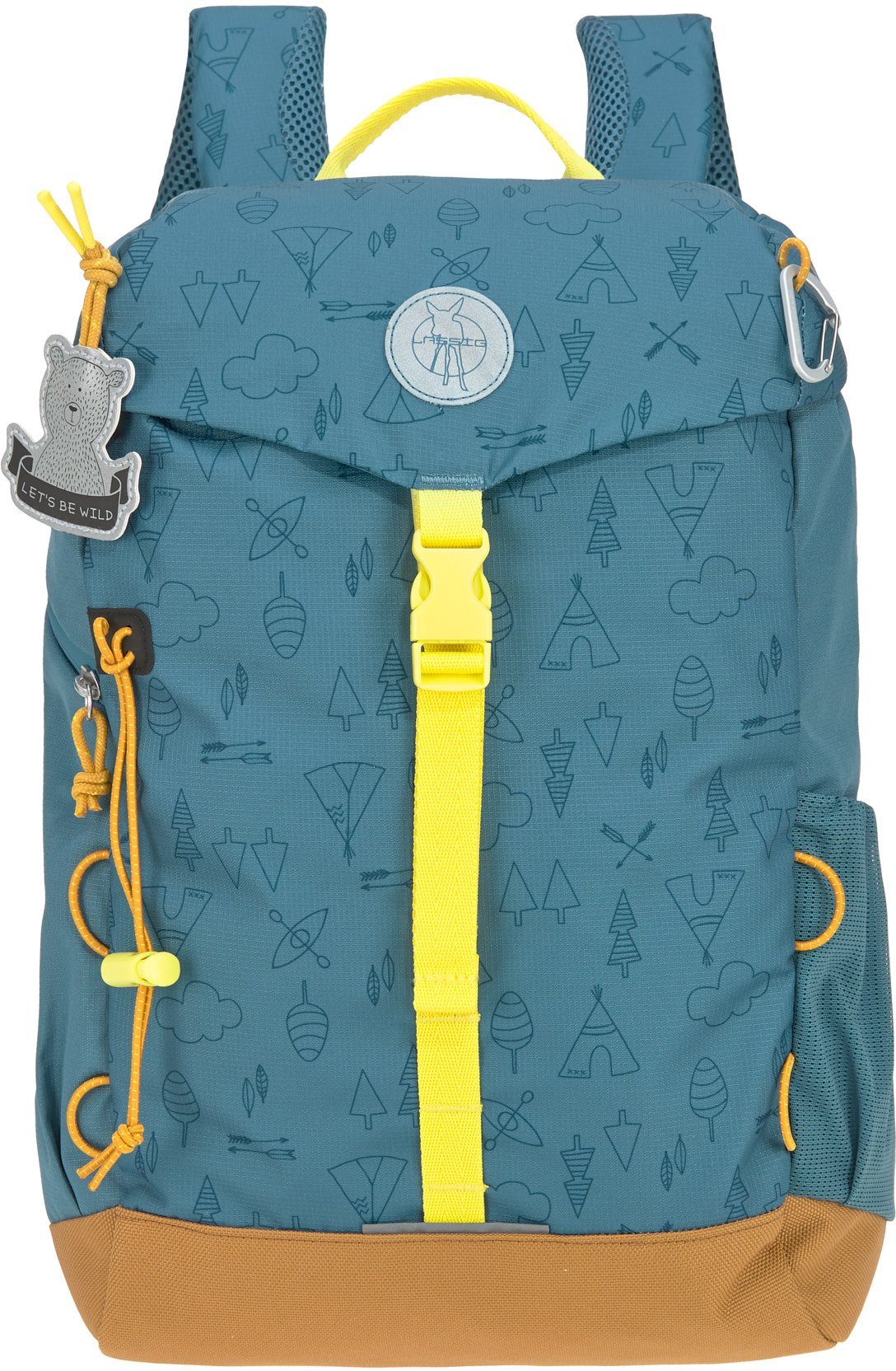 LÄSSIG Kinderrucksack Adventure, Blue, Big Backpack, inkl. thermoisolierter Sitzunterlage, aus recyceltem Material