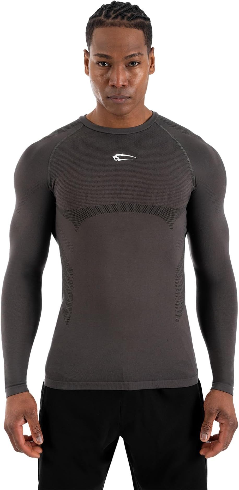 Smilodox Longsleeve Carnos, Compression Shirt Herren, Langarmshirt für Gym & Training Compression Fit, Seamless, atmungsaktiv, Body Mapping, Stretch