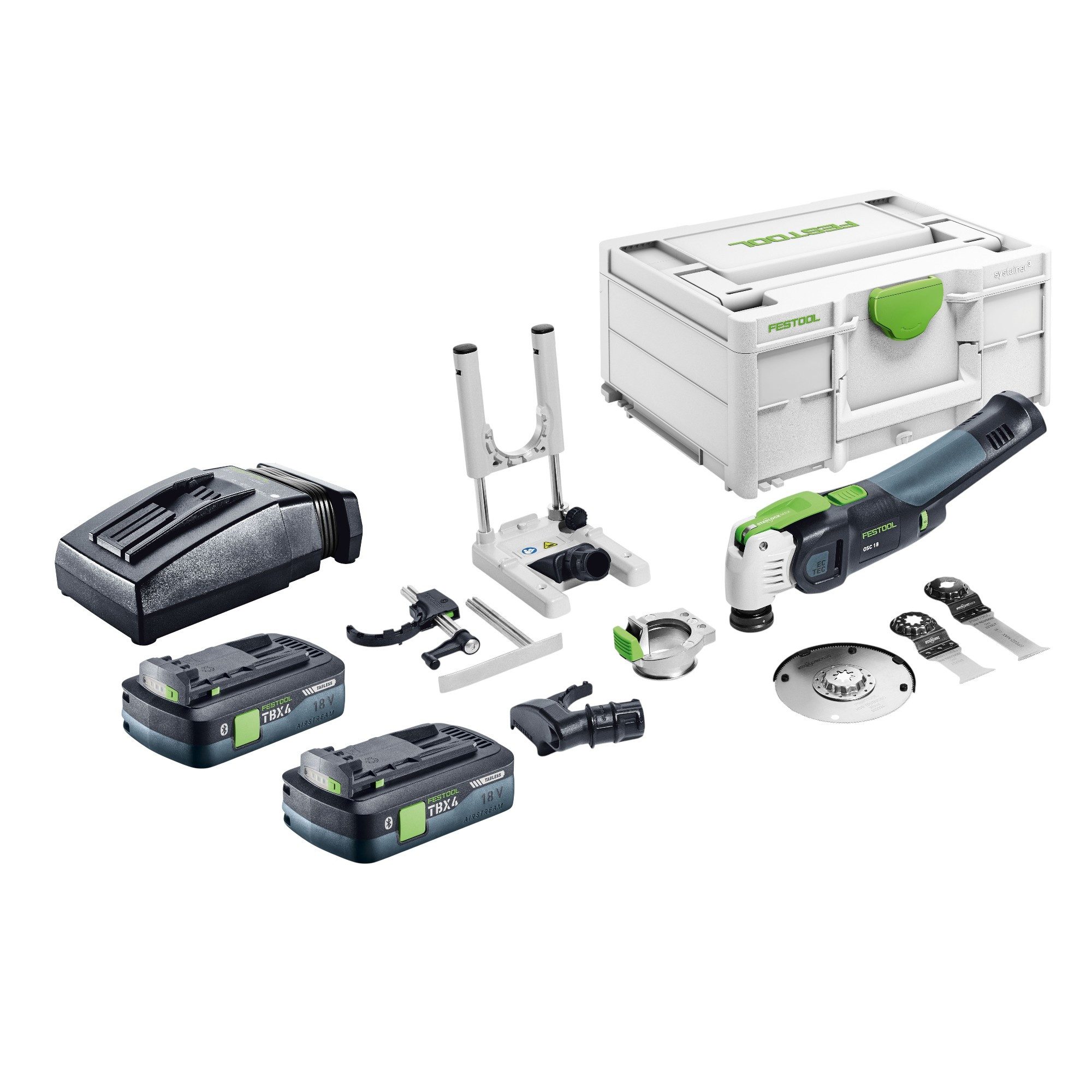 FESTOOL Akku-Multifunktionswerkzeug OSC 18 E-Basic-Set Starlock Max + 1x Akku 4 Ah + Ladegerät