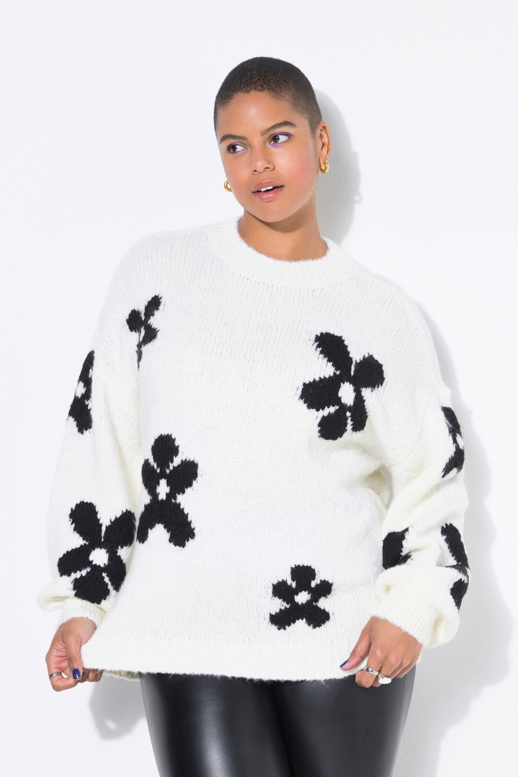 Studio Untold Strickpullover Pullover oversized Fancystrick Flowers günstig online kaufen