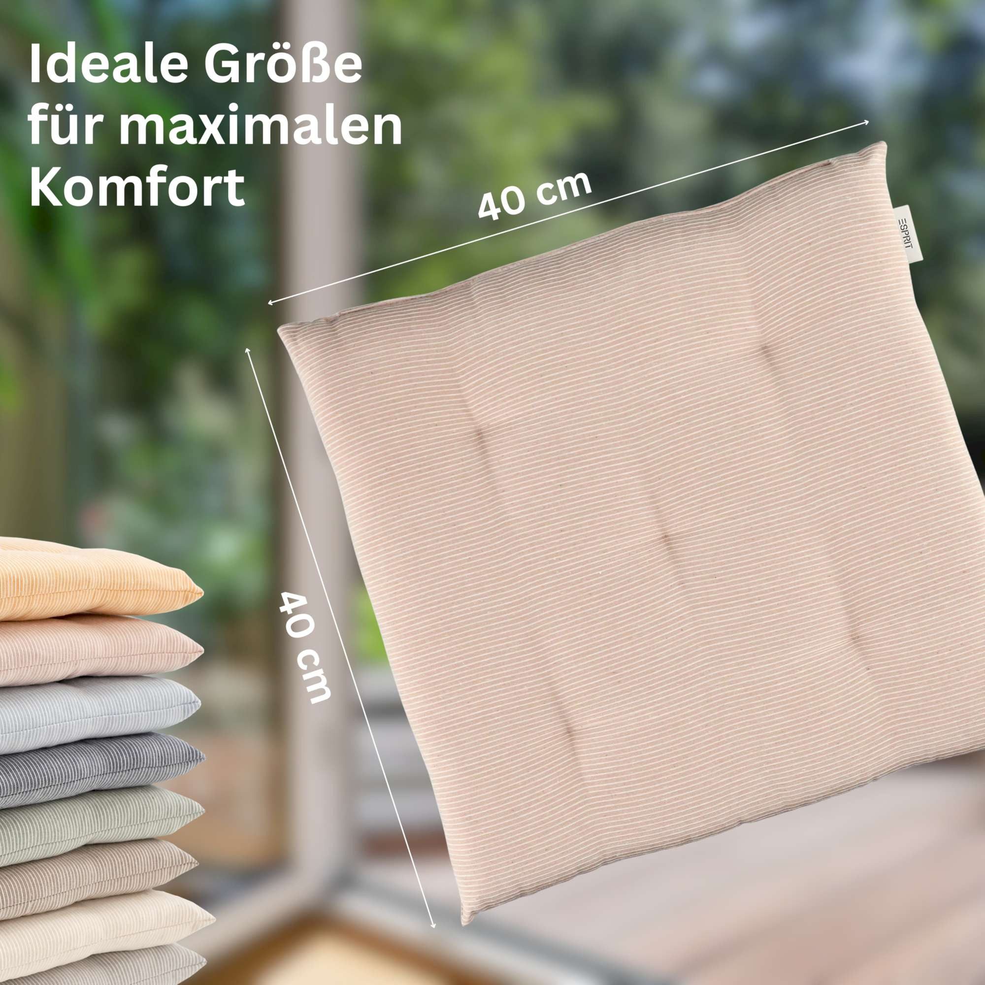 Esprit Stuhlkissen NEEDLESTRIPE Sitzkissen, 40 x 40 cm - 2er Set in Rose – Bild 4 von 5