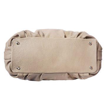 FLORENCE Schultertasche Florence Echtleder Hobo Bag Damen taupe (Schultertasche), Damen Leder Schultertasche, Henkeltasche, helltaupe, braun ca. 42cm