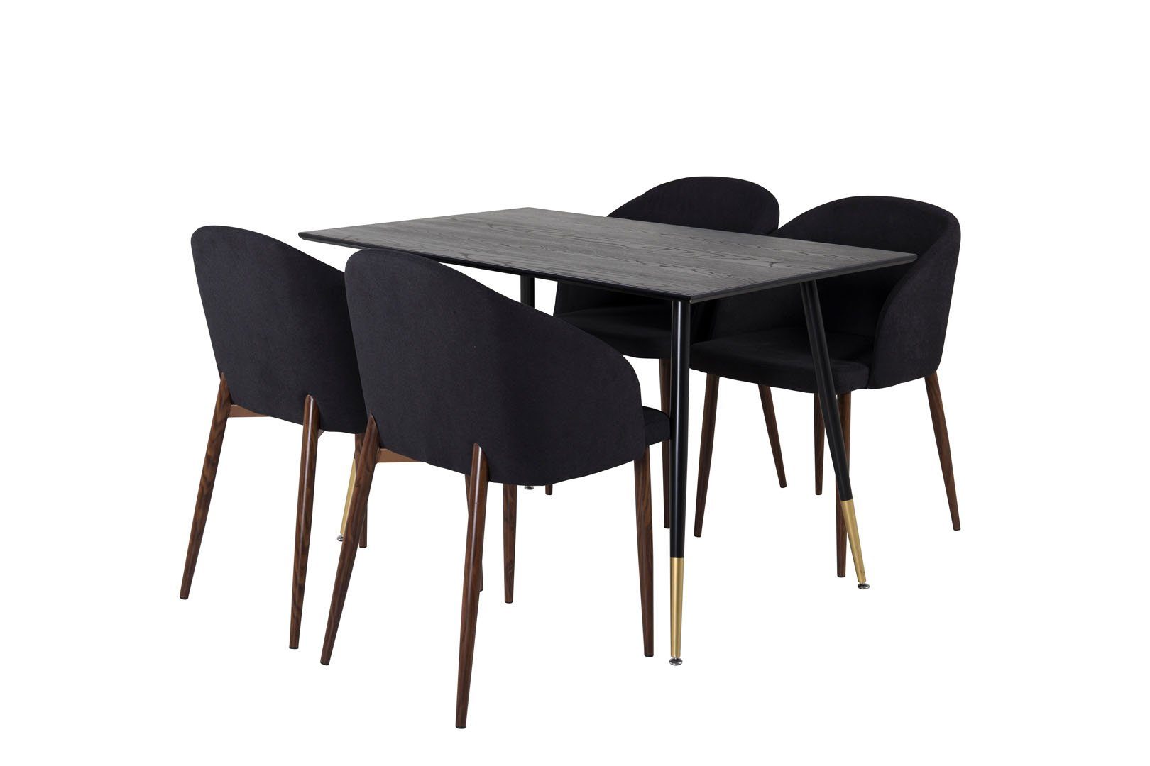 ebuy24 Essgruppe Dipp120x85BLBR Essgruppe Esstisch schwarz und 4 Ar, (5-tlg) | Essgruppen