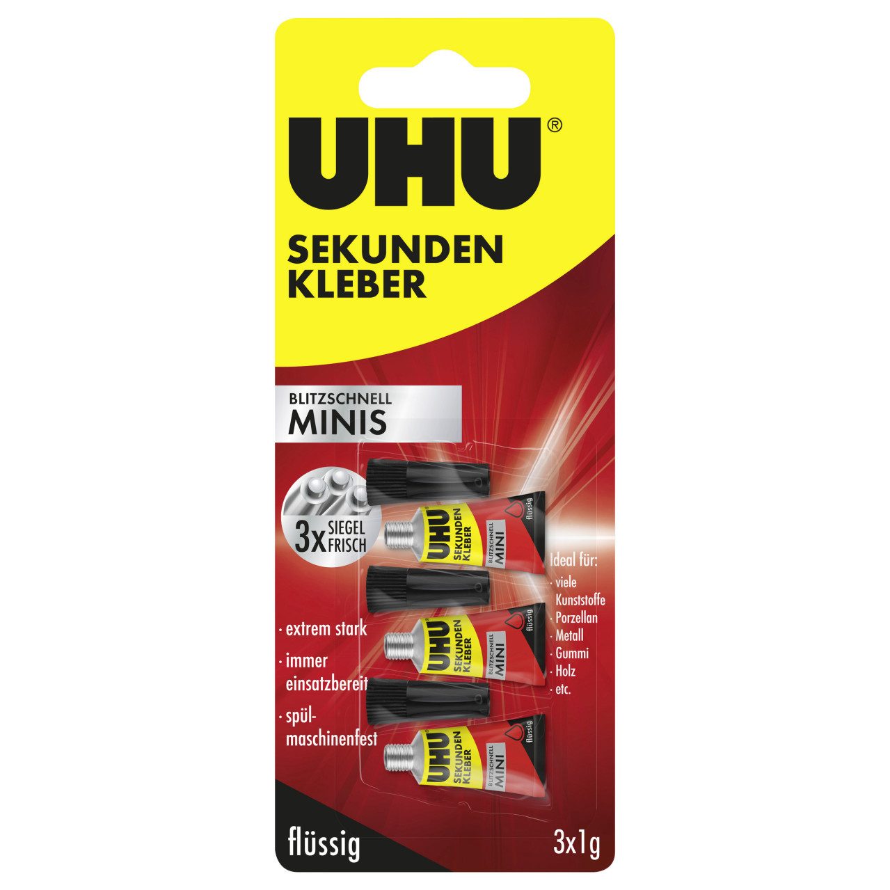 UHU Bastelkleber UHU Sekundenkleber blitzschnell Minis 3 g (3 x 1