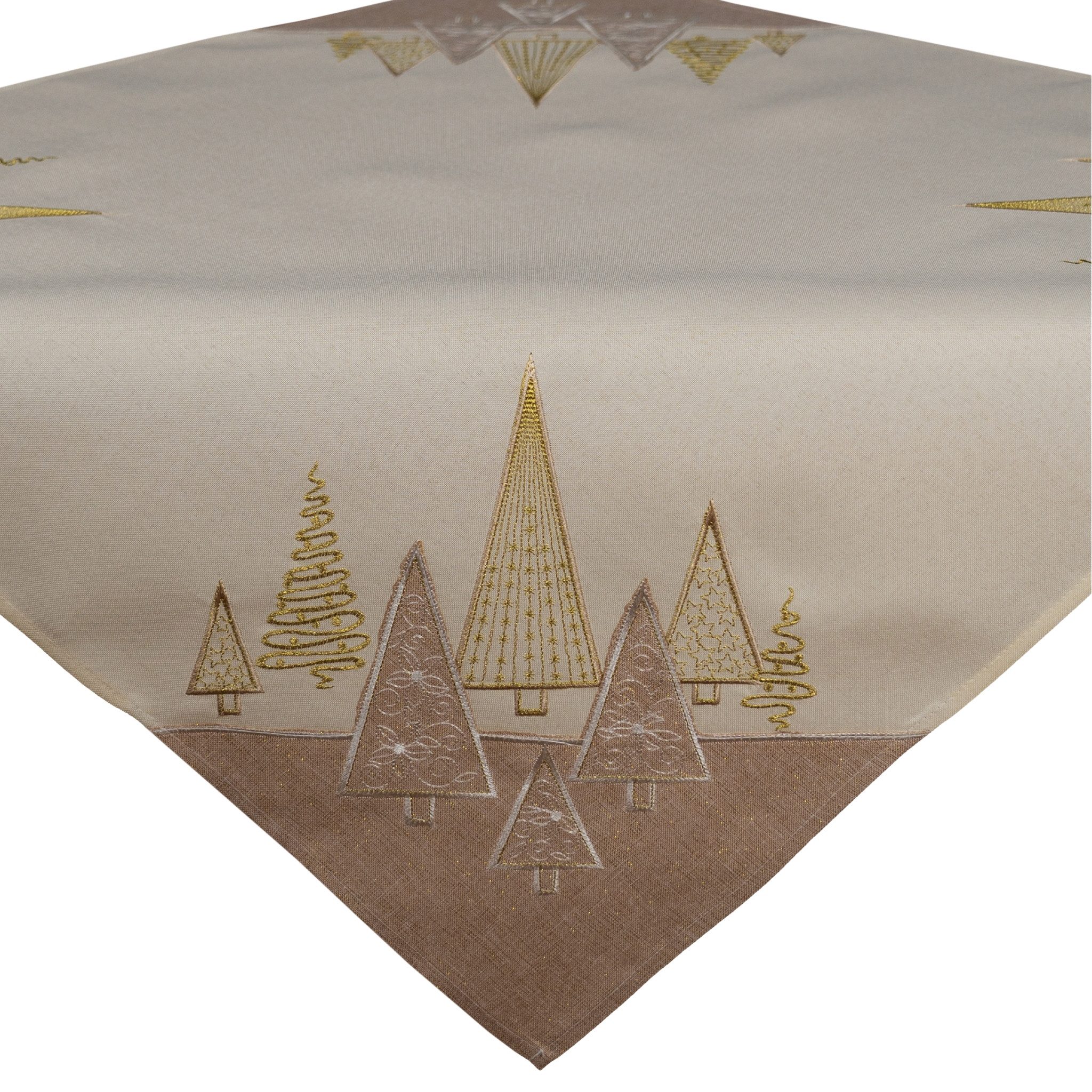 matches21 HOME & HOBBY Tischdecke 85x85 cm Tischtuch beige edel gestickte T günstig online kaufen