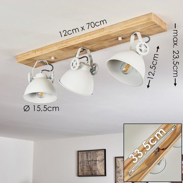 hofstein Deckenleuchte »Mot« Deckenlampe aus Metall/Holz in Weiß/Natur, ohne Leuchtmittel, mit verstellbaren Strahlern, 3xE14, Retro/Vinatge Design