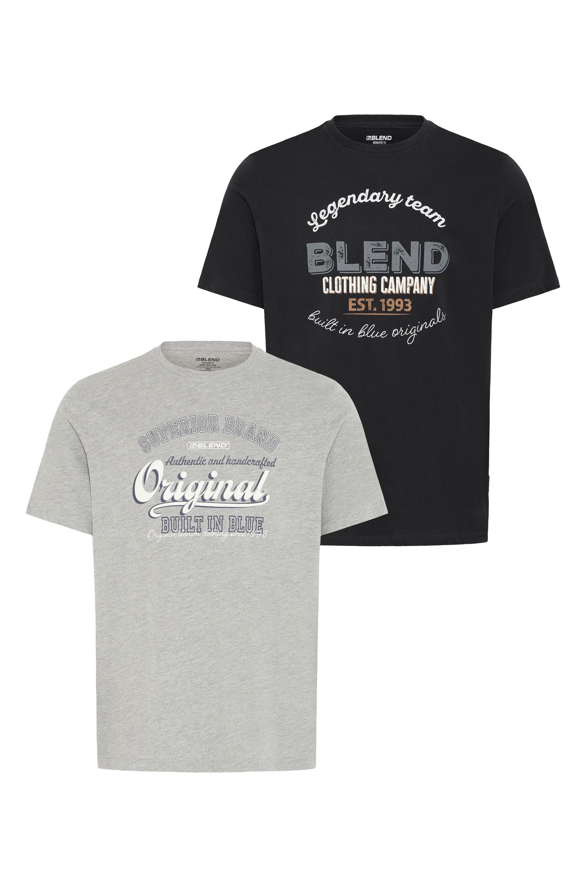 Blend Rundhalsshirt BHBenop (2-tlg) 2er Pack Lässiges T-Shirt mit Print