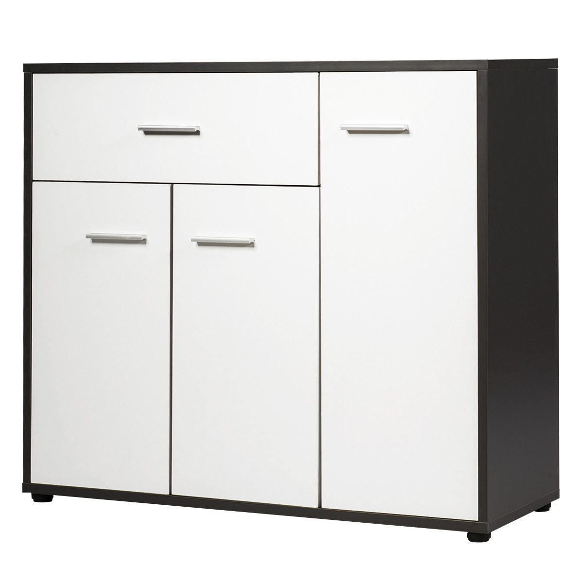 COSTWAY Sideboard, mit verstellbarem Regal & Schublade, Holz, 88x40x80cm weiß