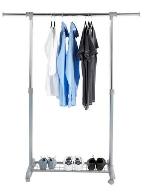 Kleiderständer Rollgarderobe, B 86 x H 134 cm, Grau, höhenverstellbar und ausziehbar in die Breite