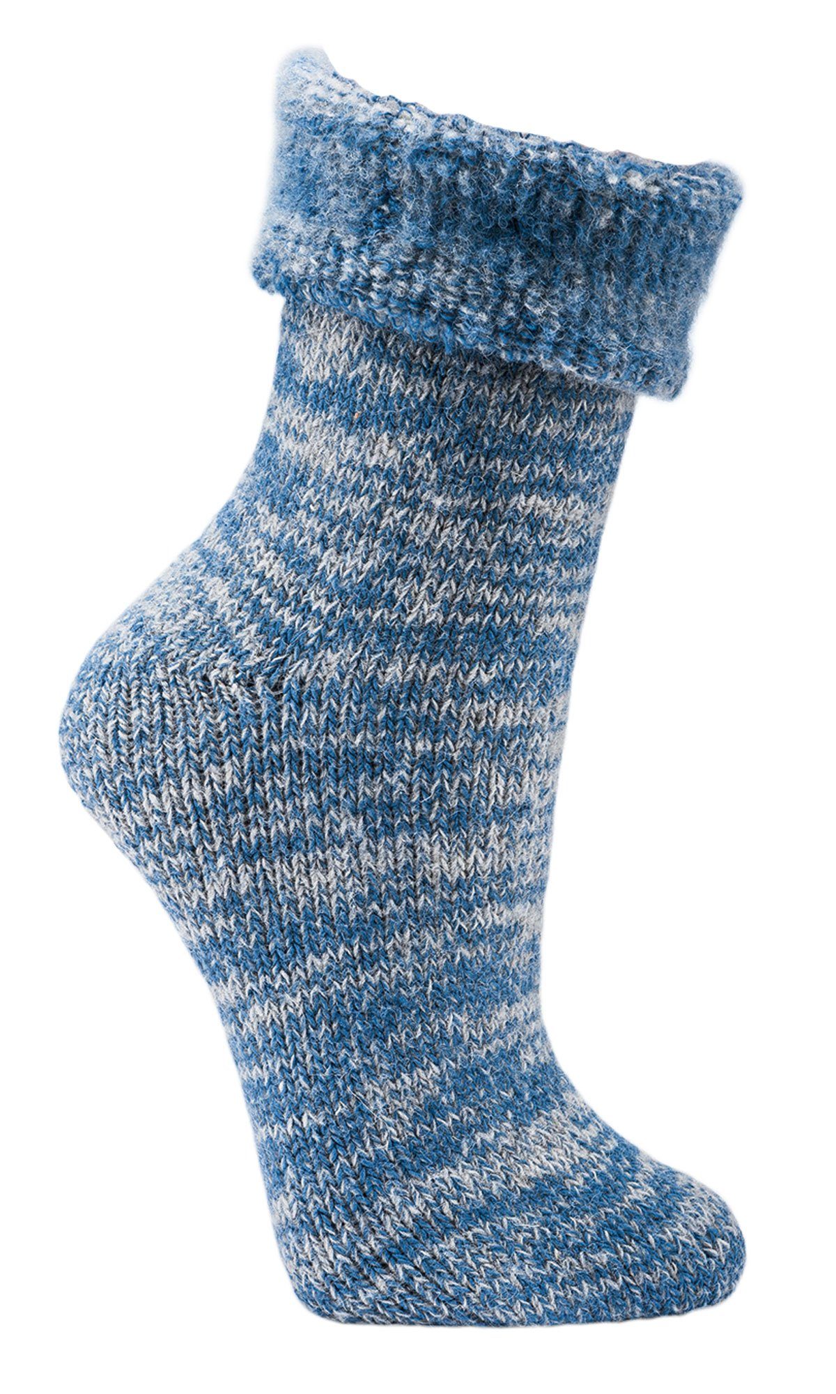 Wowerat Socken MEGA (1 Paar) Thermosocken extra dick Homesocks jeansmelange 63% Socken warme Wolle