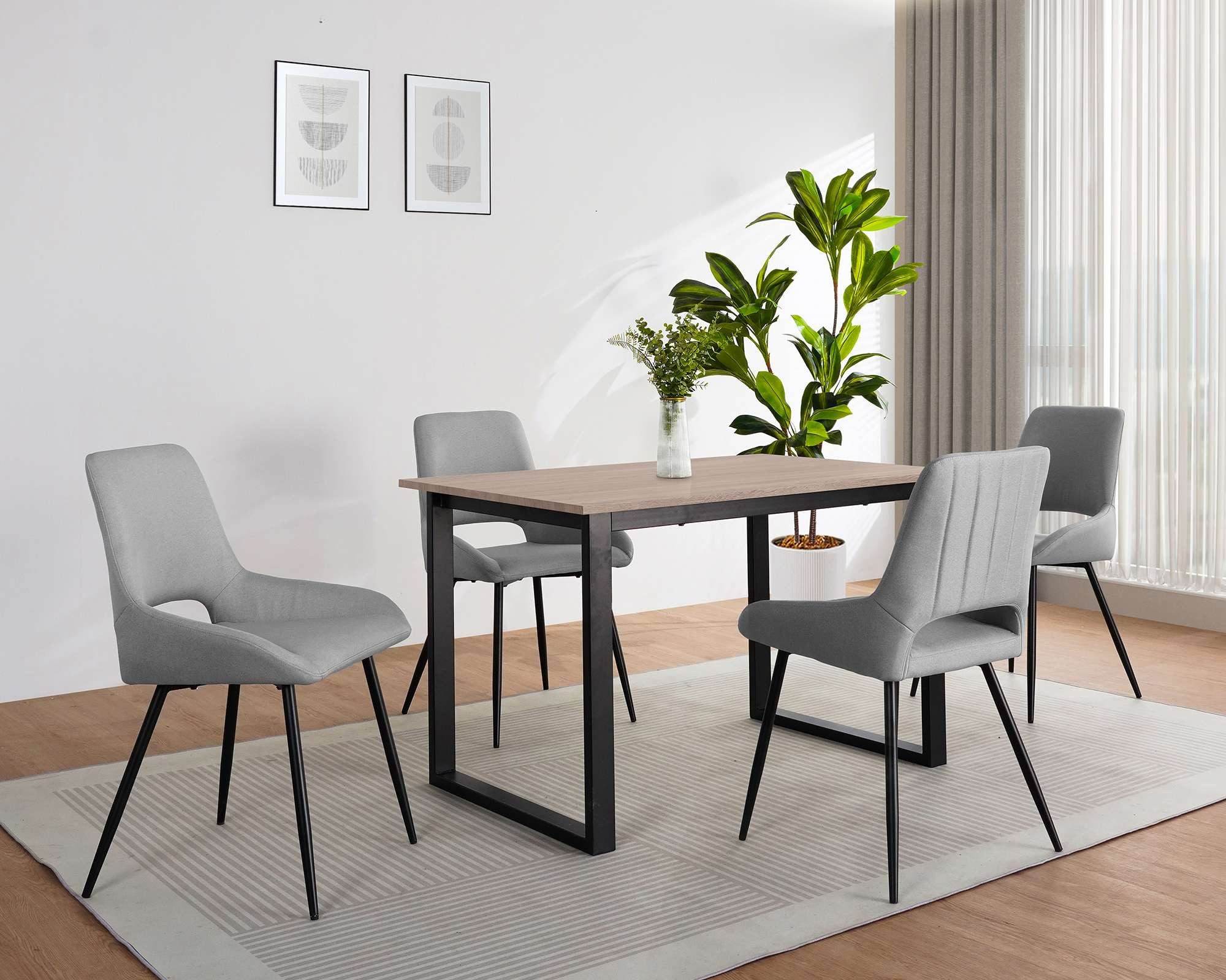 OTTO home Esstisch Barcell, schwarzes Metallgestell, Plattenvarianten wählbar, sowie Größen