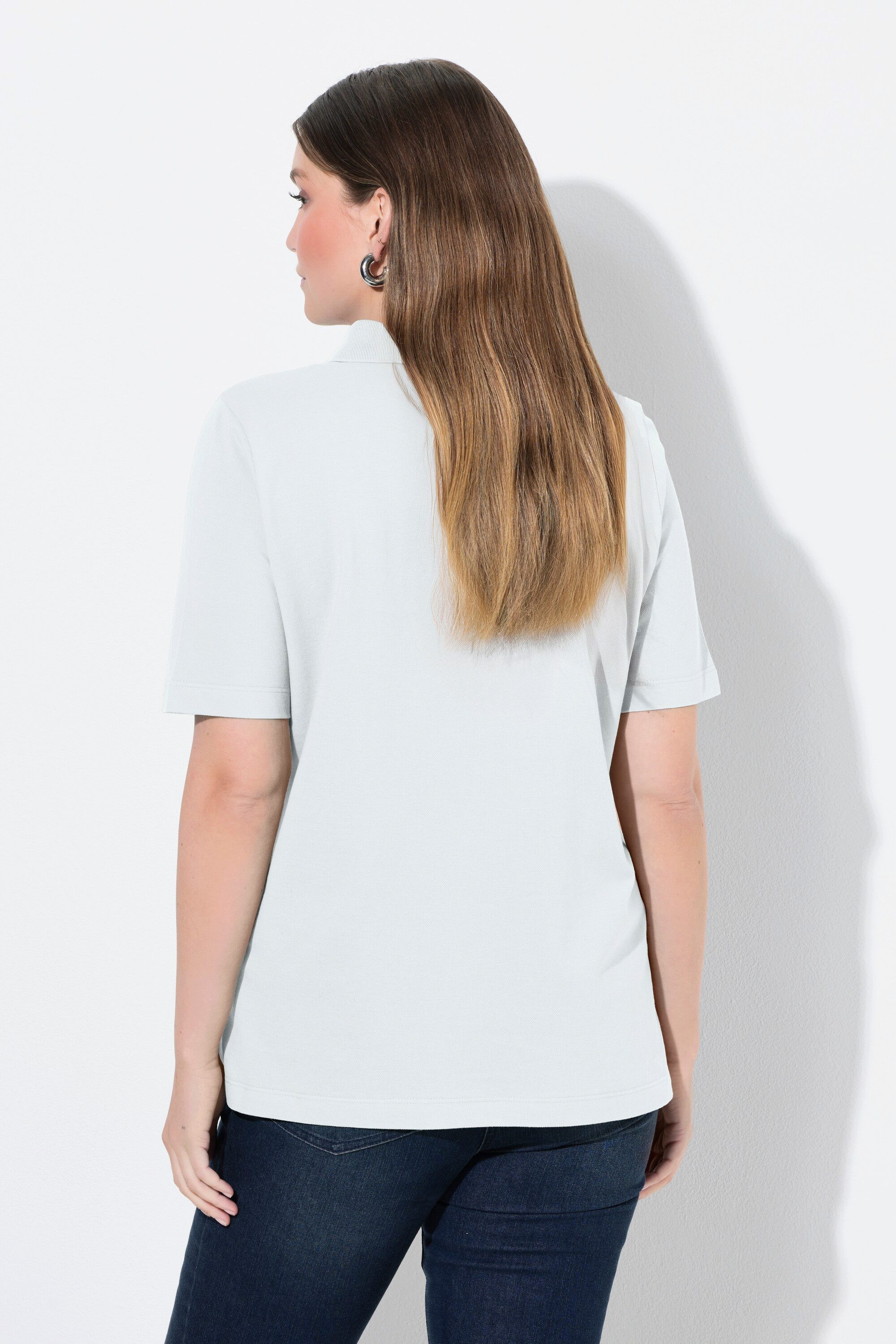 Ulla Popken Poloshirt Poloshirt längere Knopfleiste Polokragen Halbarm – Bild 3 von 4
