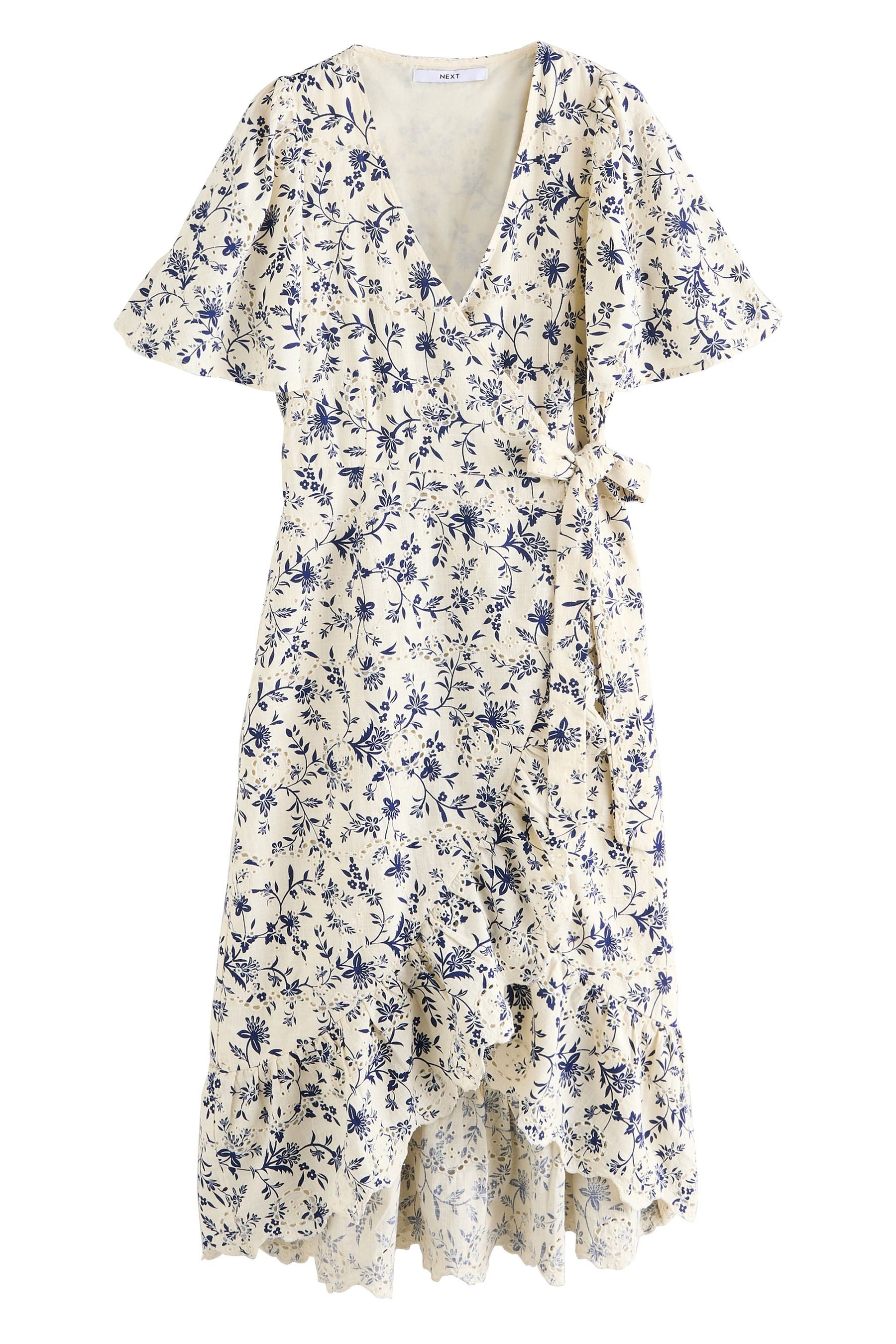 Next Midikleid Besticktes Wickelkleid aus 100 % günstig online kaufen
