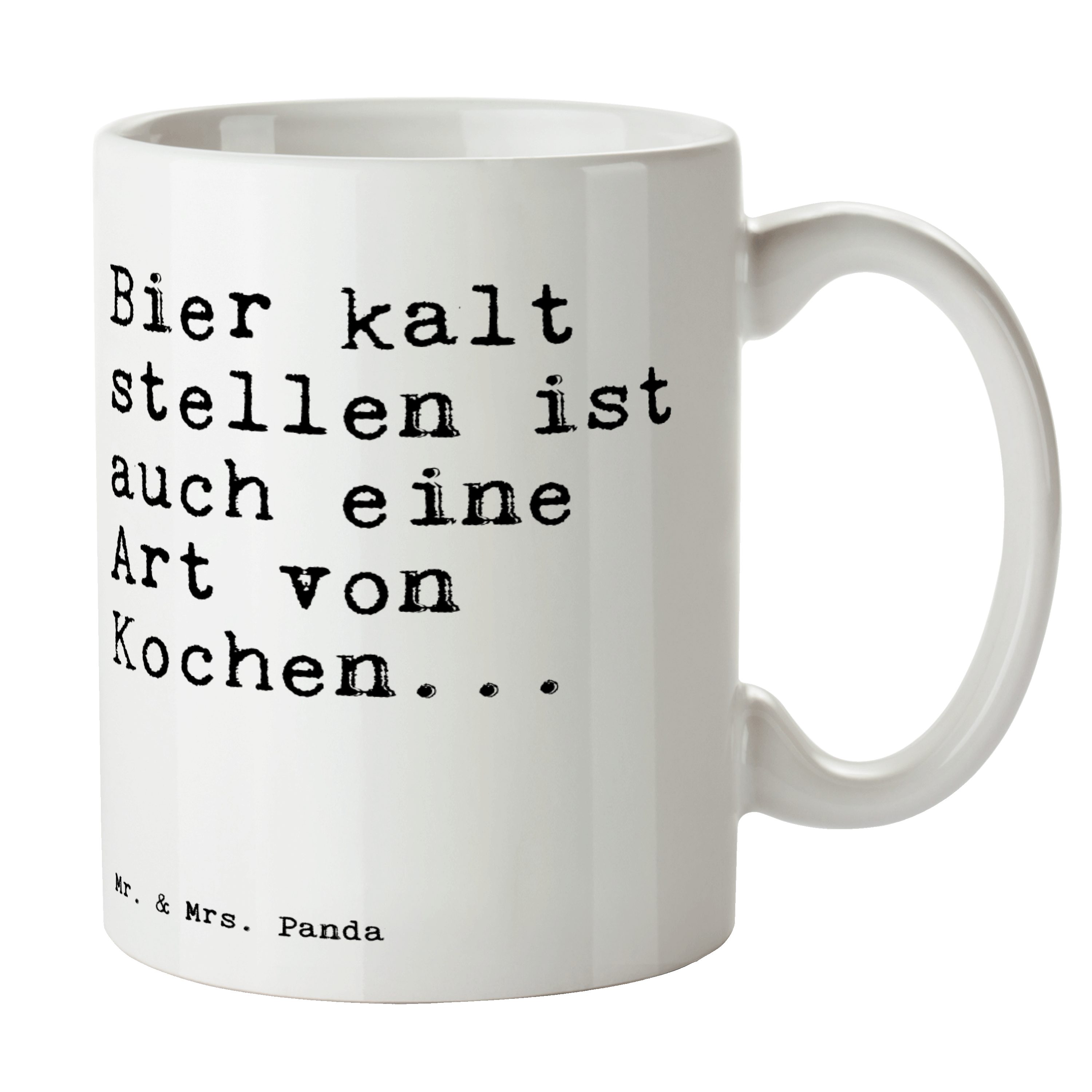 Mr. & Mrs. Panda Tasse Bier kalt stellen ist... - Weiß - Geschenk, Männer, Tasse Sprüche, Be, Keramik