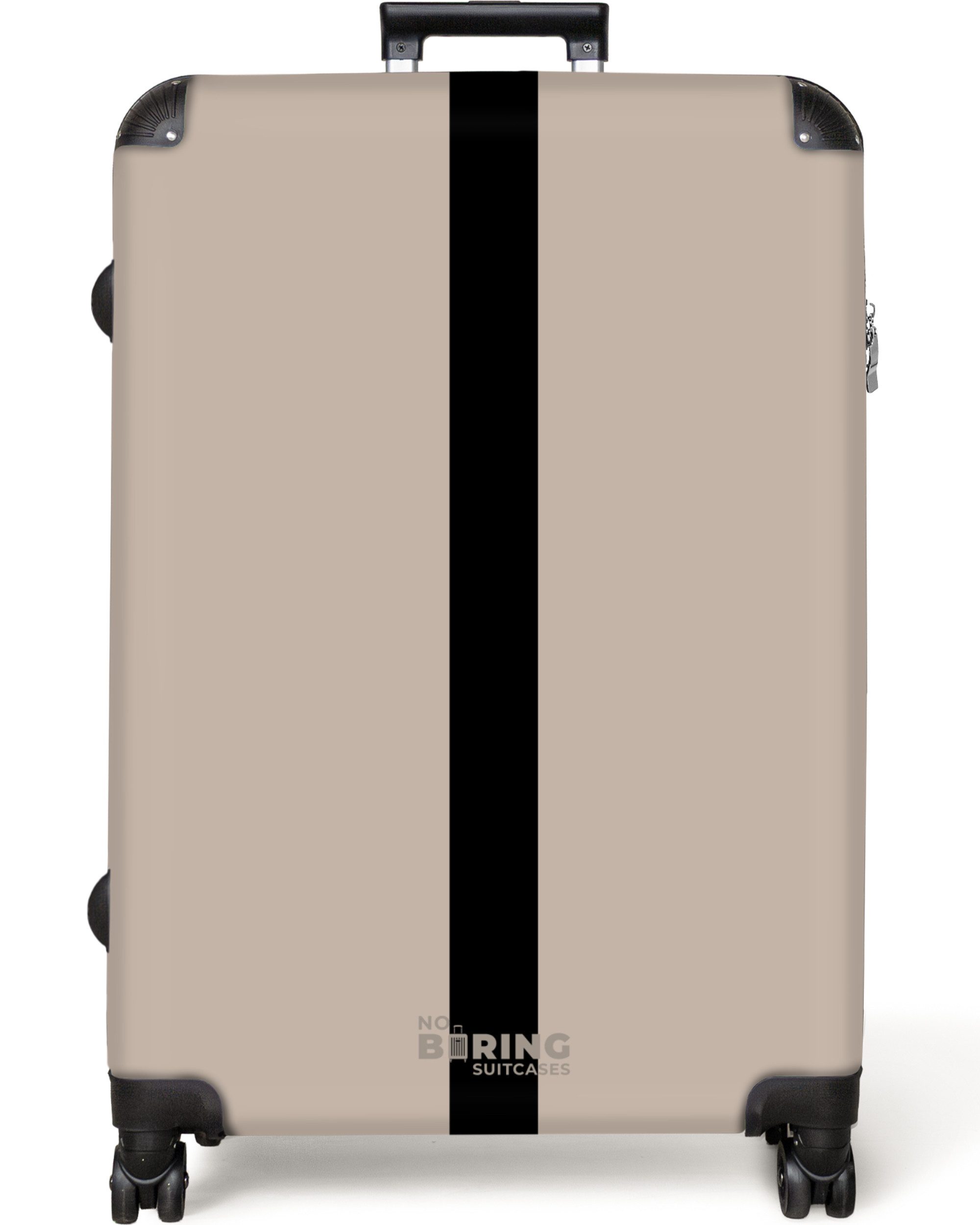 NoBoringSuitcases.com© Hartschalen-Trolley Beige mit schwarzem Streifen günstig online kaufen