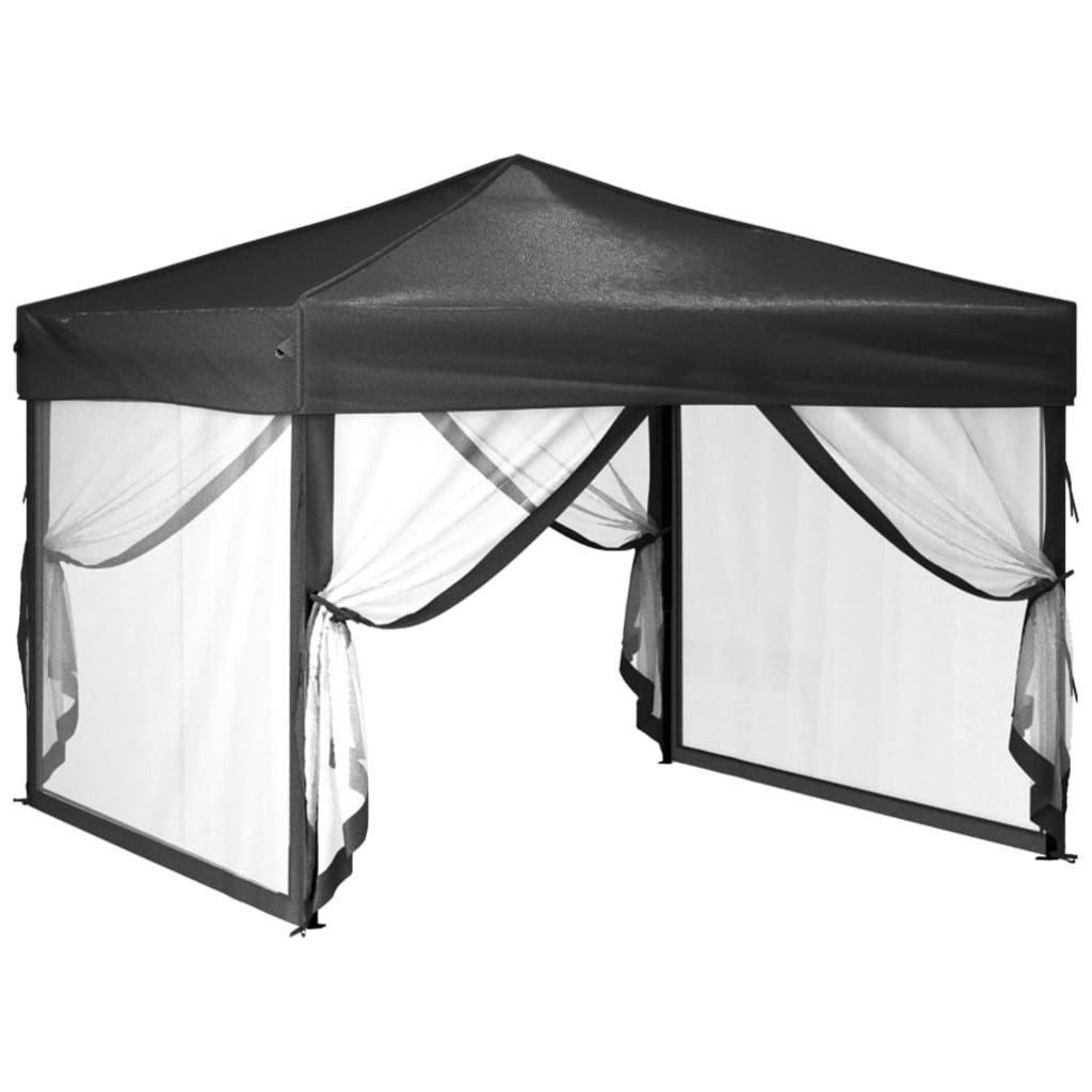 vidaXL Pavillon anthrazit Partyzelt Faltbar mit Seitenwänden Anthrazit 3x3 m Pavillon