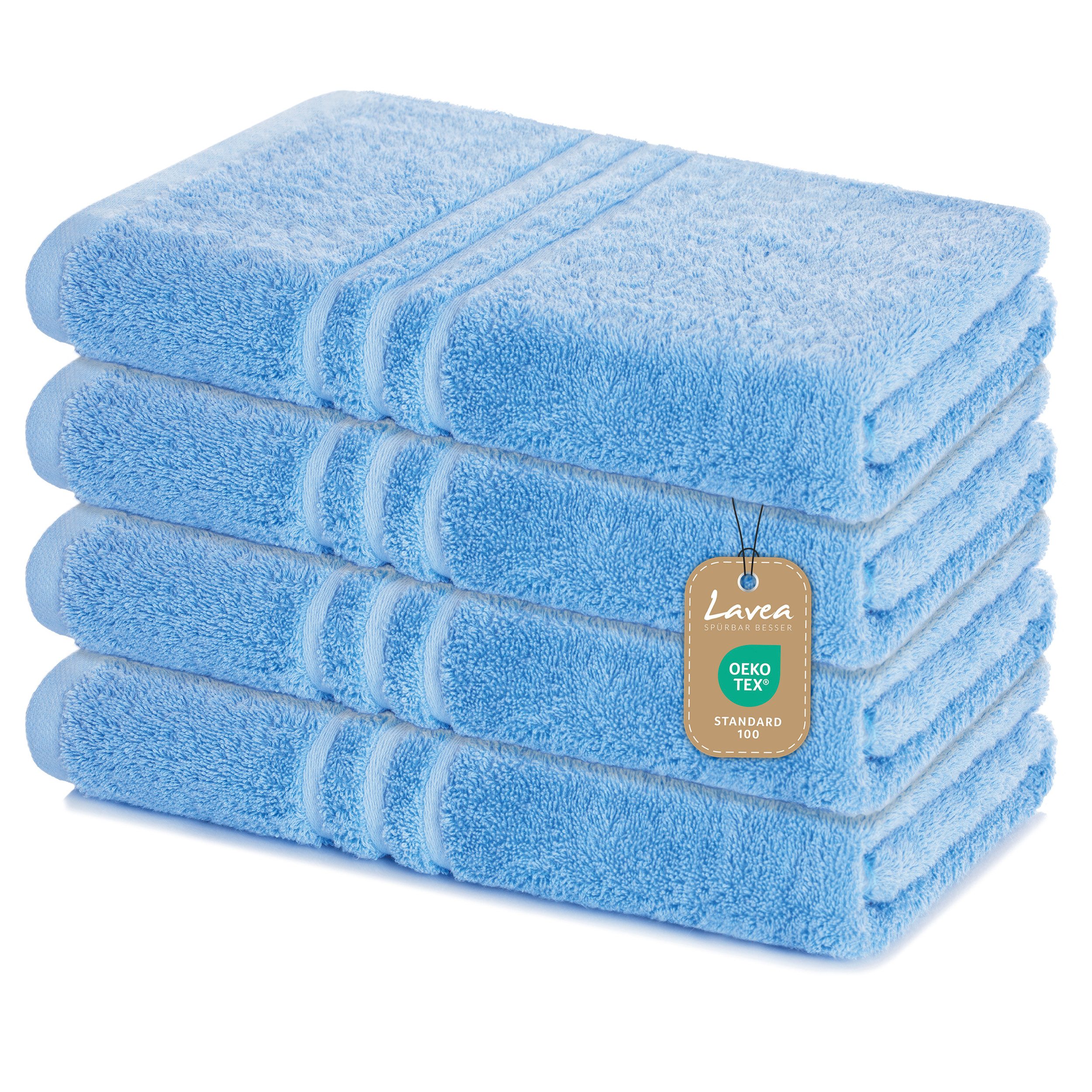 Lavea Handtuch Set Frottierserie Elena, 100% Baumwolle (Set, 4-St), 500 g/m² Frottier, uni & zweifarbig, weich & saugstark, pflegeleicht