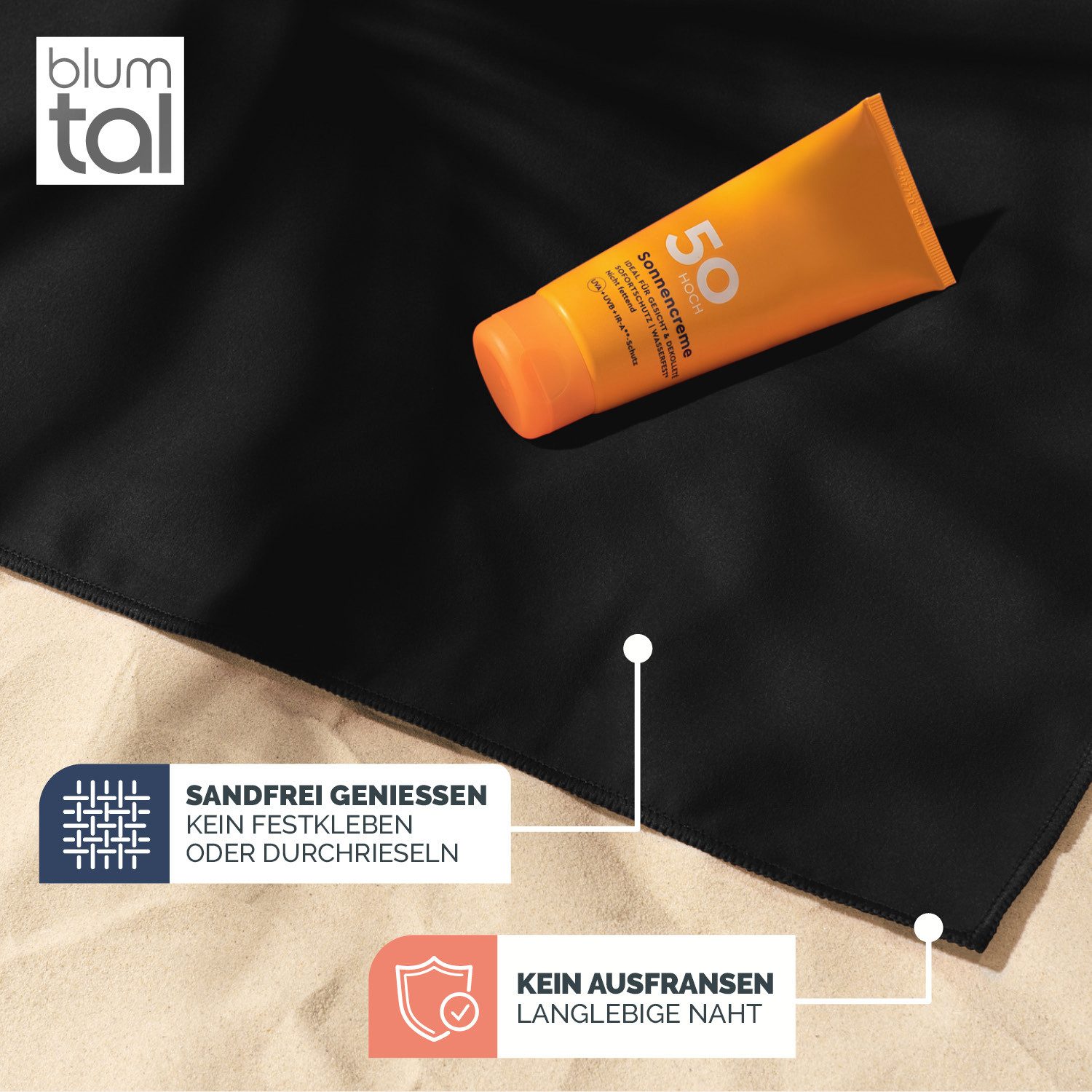 Blumtal Sporthandtuch Mikrofaser Handtuch - kompakte Mikrofaser Handtücher, Mikrofaser (inkl. Transporttasche, einzeln oder als Set verfügbar, 2-St), ultra leicht & schnelltrocknend, Reisehandtuch, Strandhandtuch