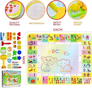 DTC GmbH Kreativset 120 x 90 Kind Spielzeug Aqua Magic Zeichnen Malmatte, (Kleine Accessoires werden in zufälligen Farben versandt), Kinder Toddler Geschenk Spielzeug für 1 2 3 4 5 6 7 8 Jahre