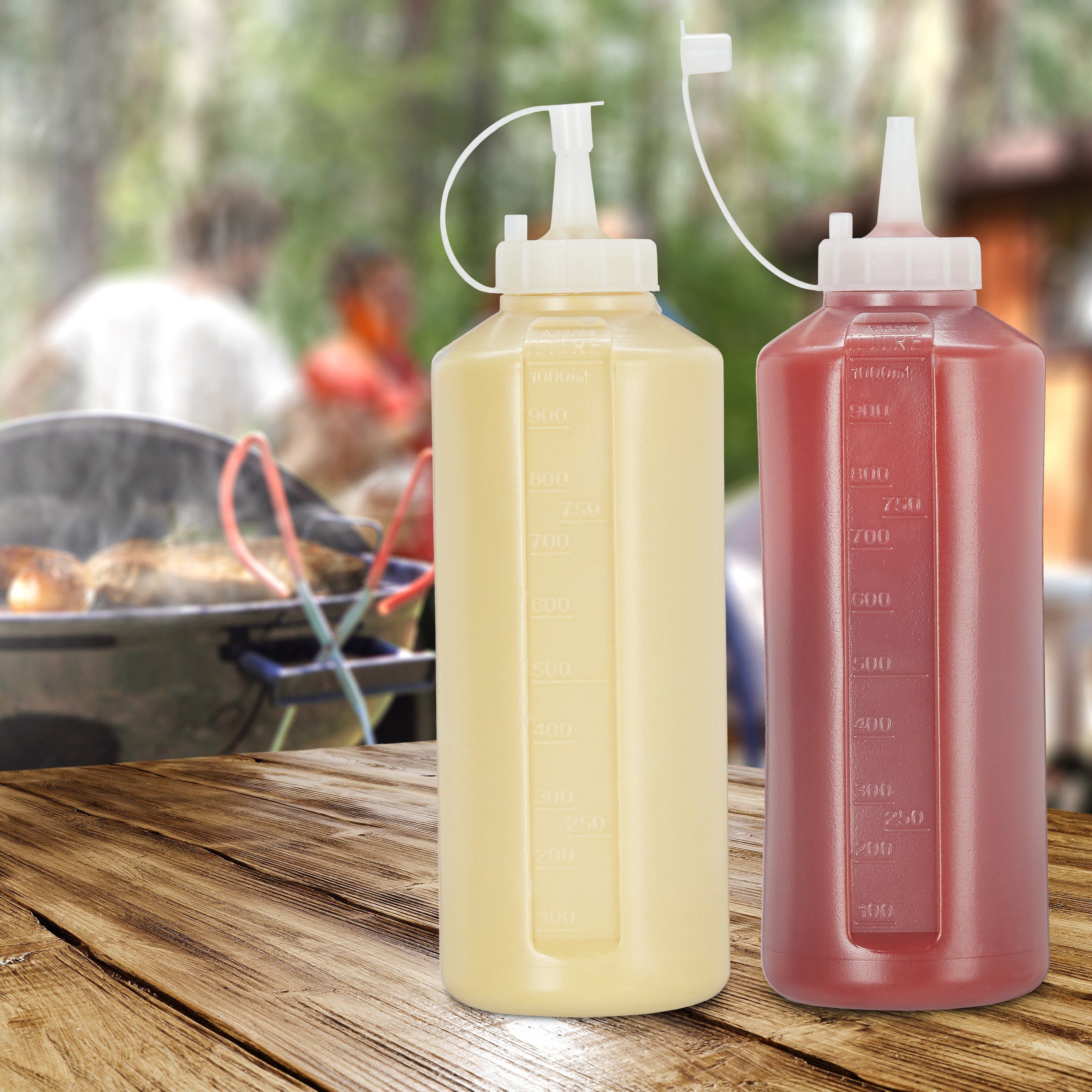 relaxdays Dressing Shaker Quetschflasche 1000 ml 4er Set, Kunststoff