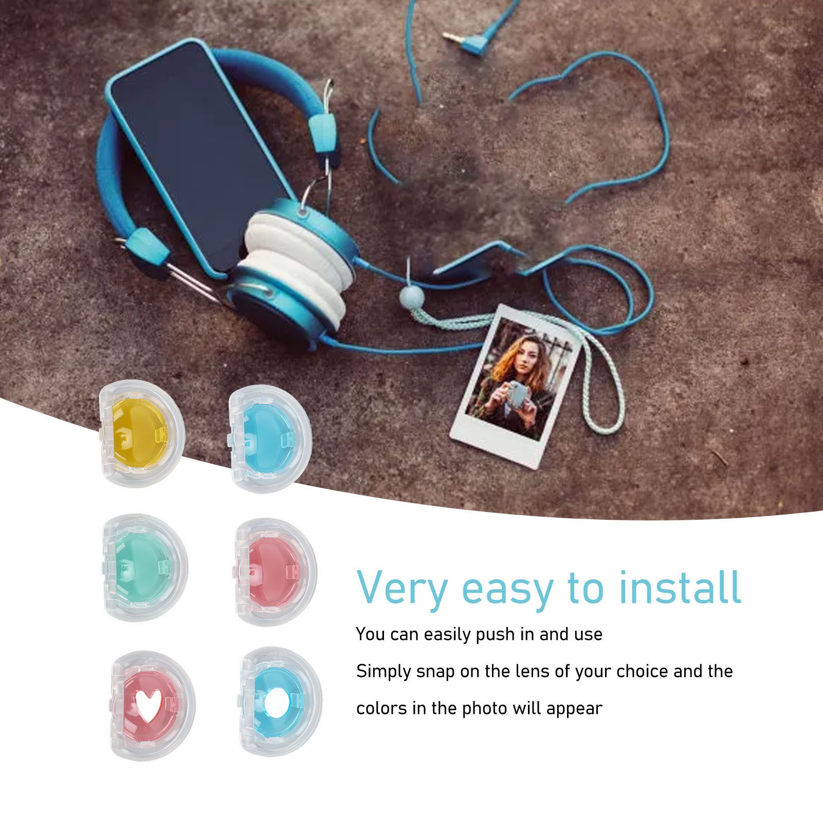 SURFOU 6er Kamera-Farbfilter-Set für Mini 12 – Nahaufnahme & Farbeffekte Schutzfilter (2 Hohlfilter (blau rund, rot herzförmig)