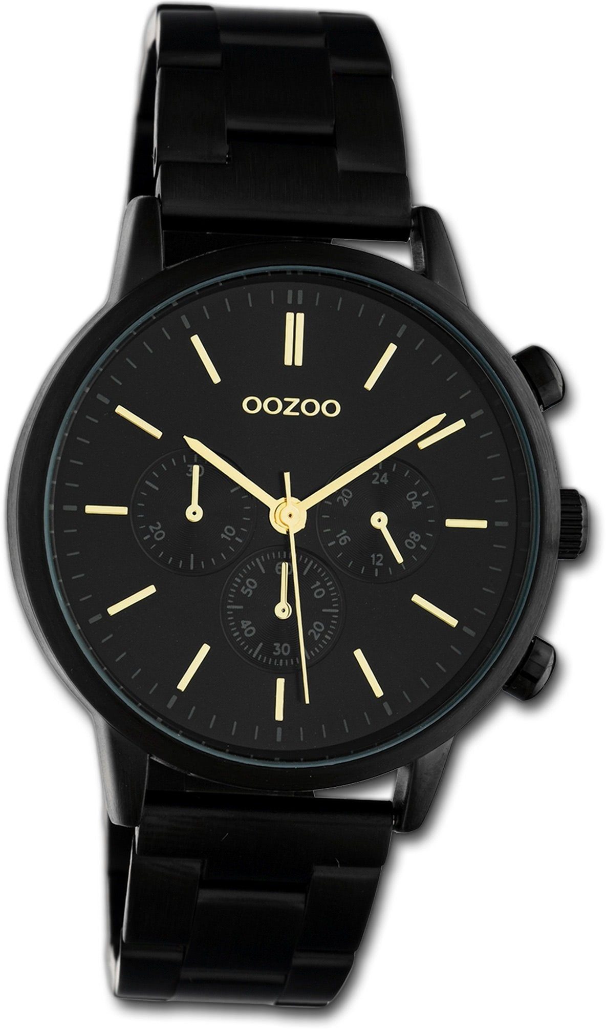 OOZOO Quarzuhr Oozoo Edelstahl Damen Uhr C10564, Damenuhr Edelstahlarmband schwarz, rundes Gehäuse, mittel (ca. 38mm)