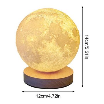 yozhiqu LED Nachttischlampe Rotating 3D Glowing Moon Lamp - Remote Control LED Light with Magnetic, Acht Beleuchtungsmodi, einstellbare Farben, Timerfunktion,360°-Drehung