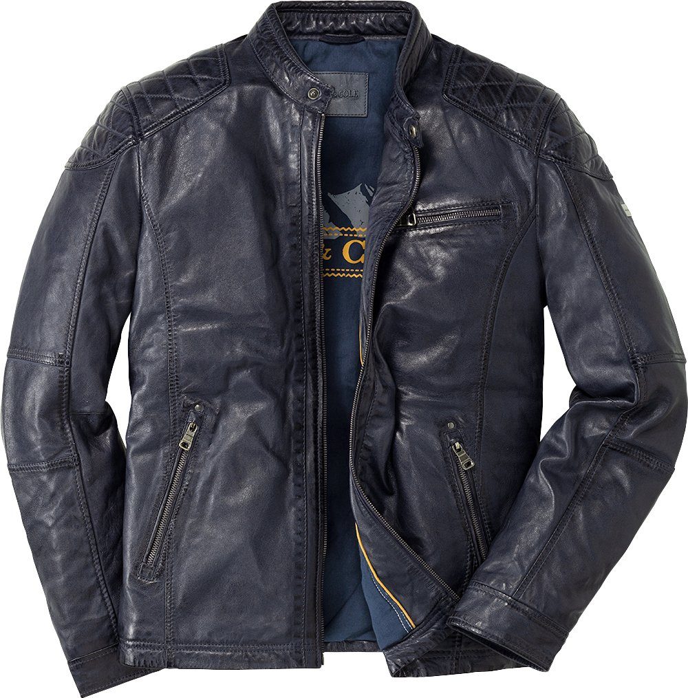 Ross & Cole Lederjacke lässiges Design mit Steppung an der Schulter