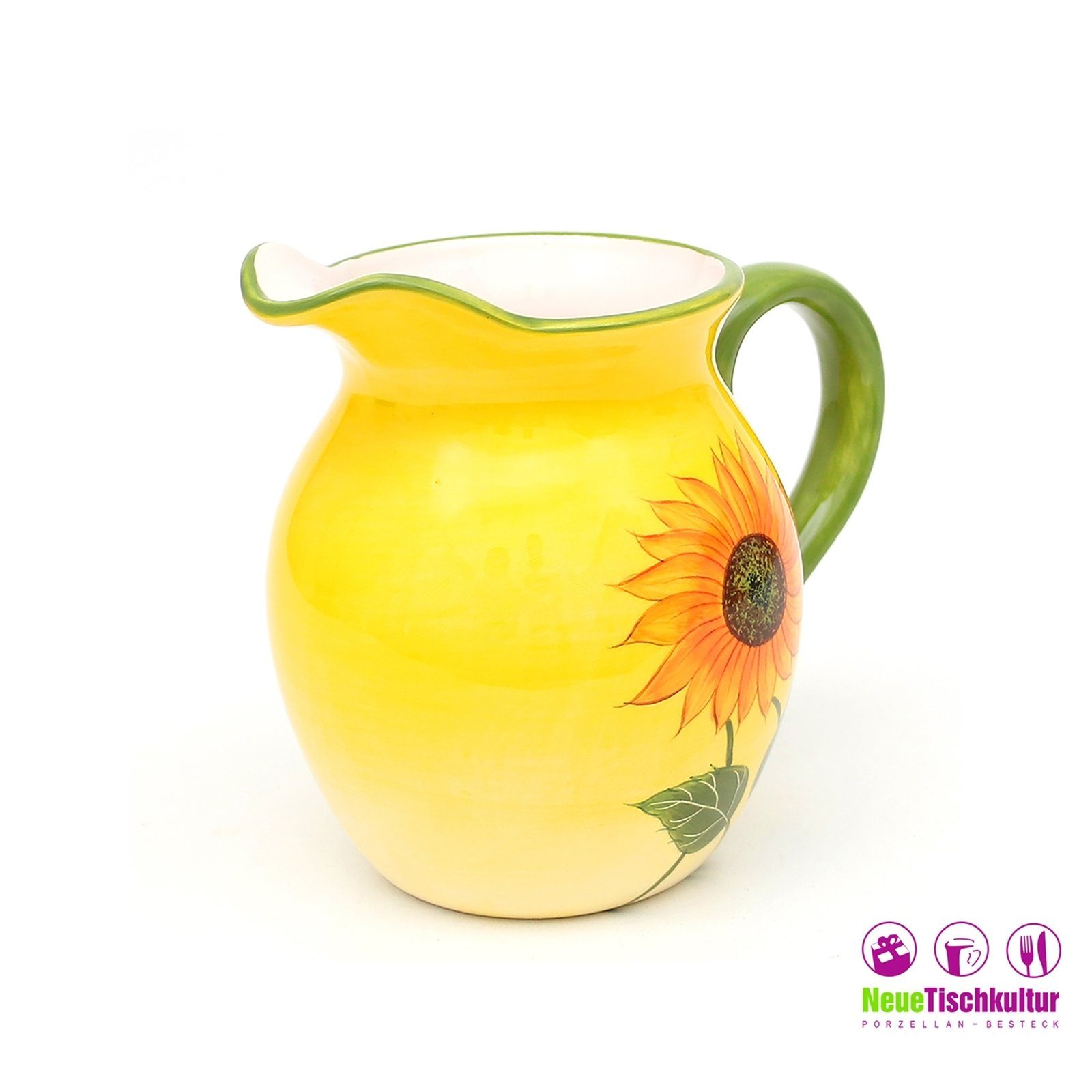 Saftkrug Keramik Wasserkrug Sonnenblume, Milchkännchen Milchkrug Neuetischkultur
