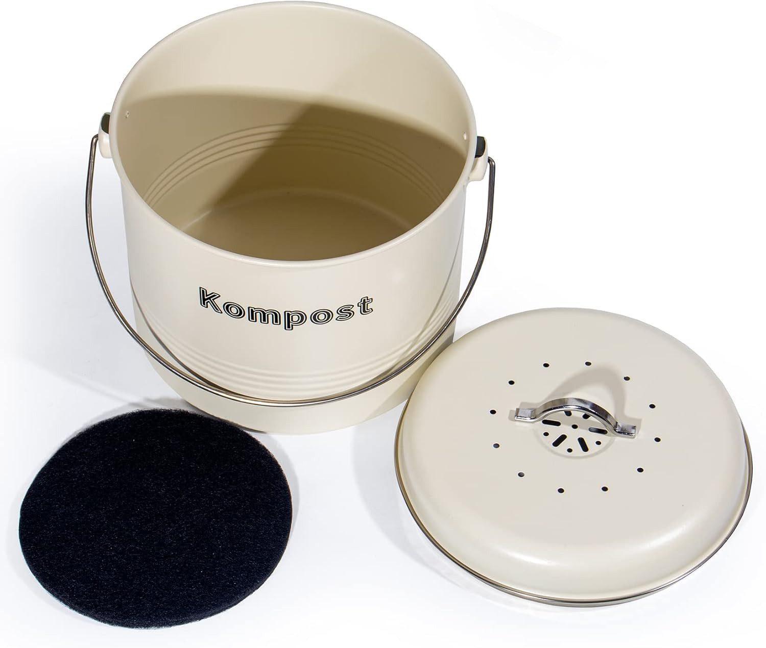 Zedelmaier Biomülleimer Biomülleimer Küche, Bio Mülleimer, Komposteimer Metall, Geruchsdicht mit Aktivkohlefiltern, Biomüll Retro 3,5L