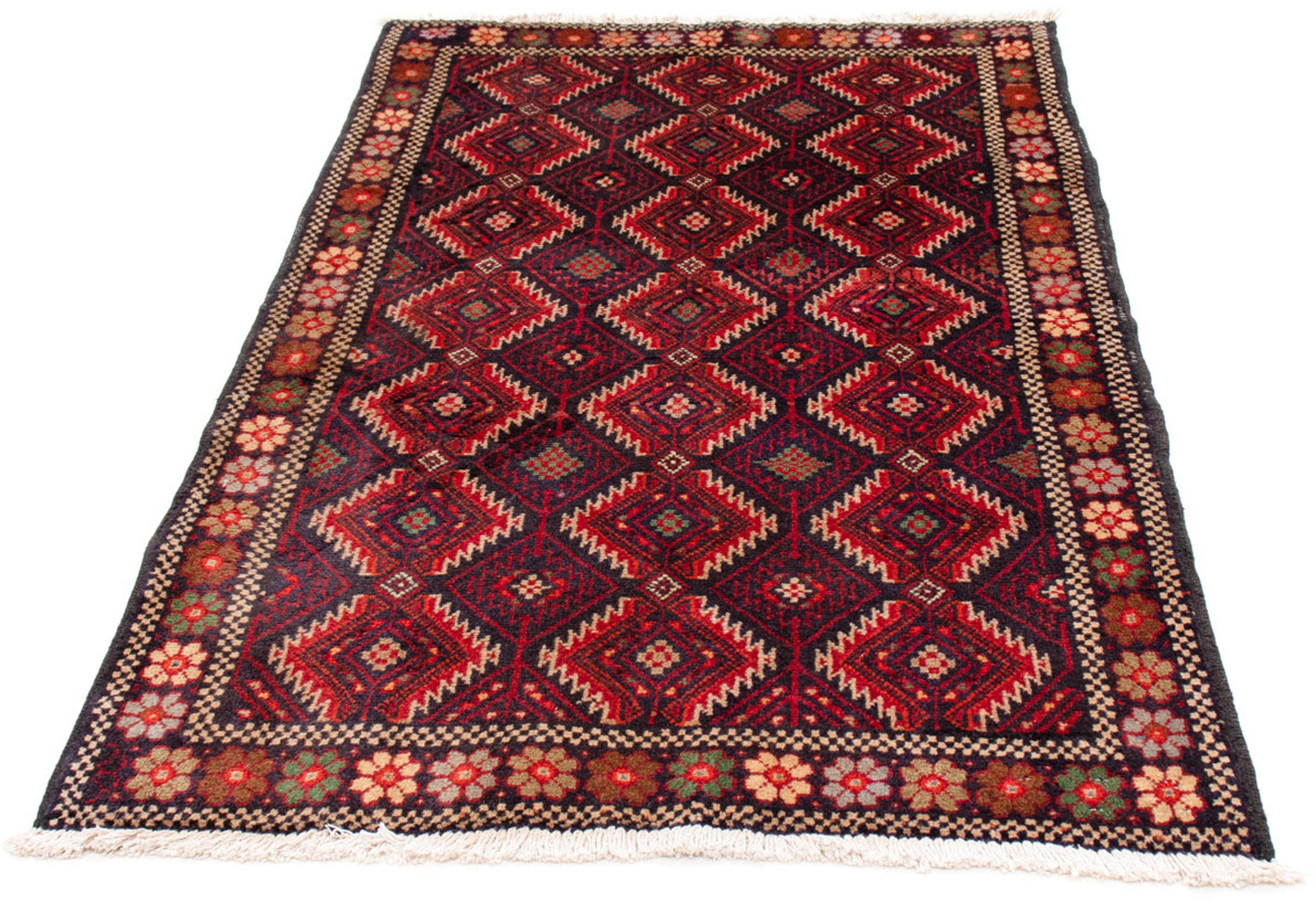 Orientteppich Belutsch - 158 x Handgeknüpft, morgenland, mm, Wohnzimmer, dunkelblau, - cm 8 Zertifikat Höhe: rechteckig, 95 Einzelstück mit