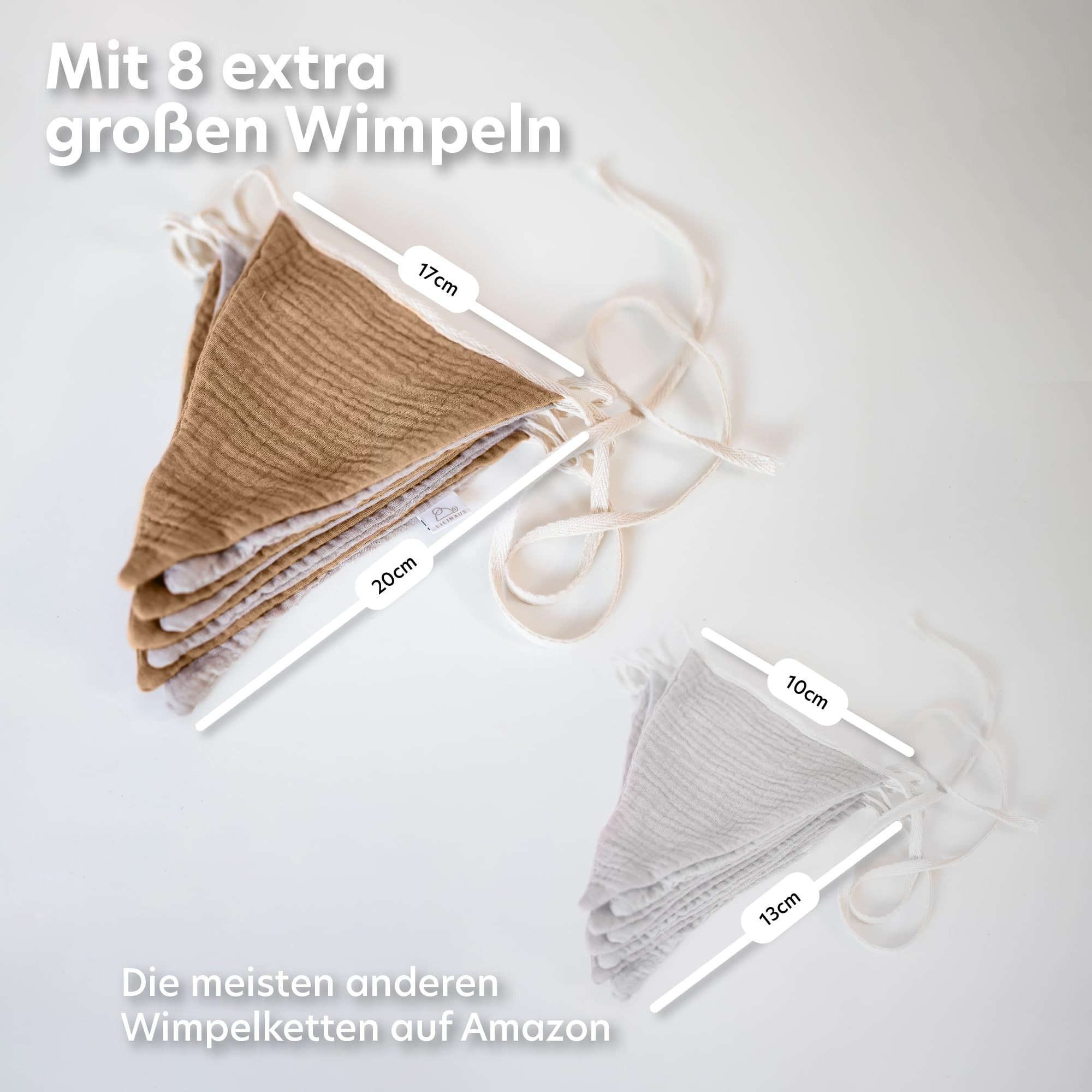 lilimaus Wimpelkette Sternenkette für Kinderzimmer - handgenähte Stoff-Girlande, handgefertigte Stoff-Girlande ca. 300 cm - Wimpel oder Sterne – Bild 4 von 5